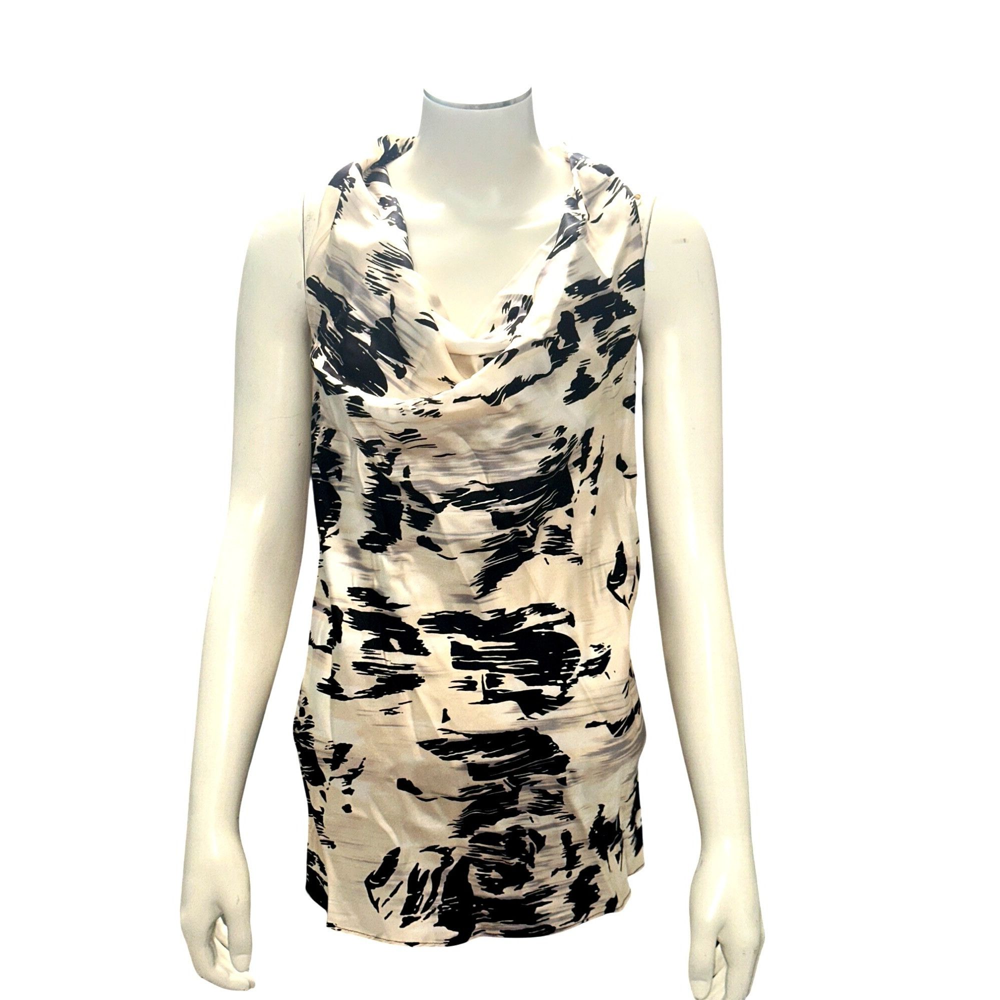 Cynthia Rowley Cynthia Rowley XL Black White Abstract Print Silk Sleeveless Size XL / US 12-14 / IT 48-50 - 2 Thumbnail