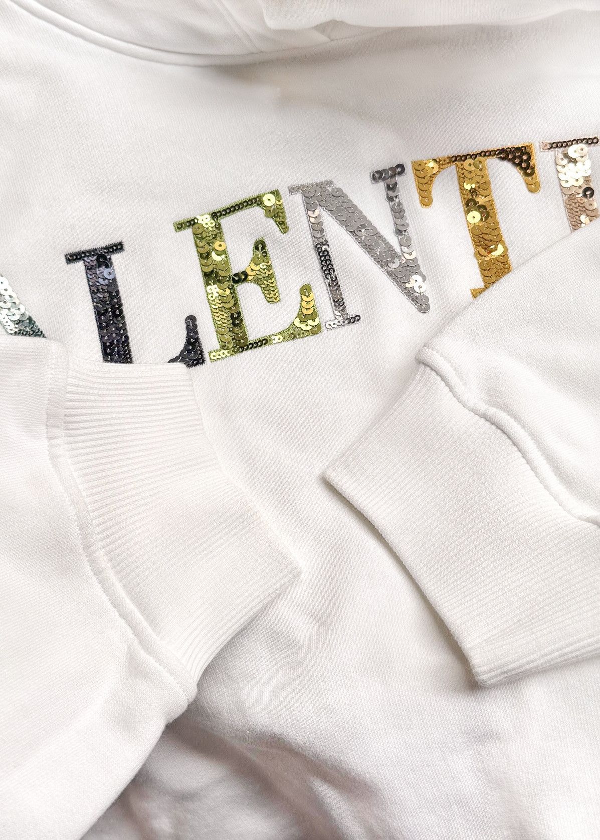 Valentino Valentino Rainbow Sequinned Logo White Hoodie Size M / US 6-8 / IT 42-44 - 5 Thumbnail
