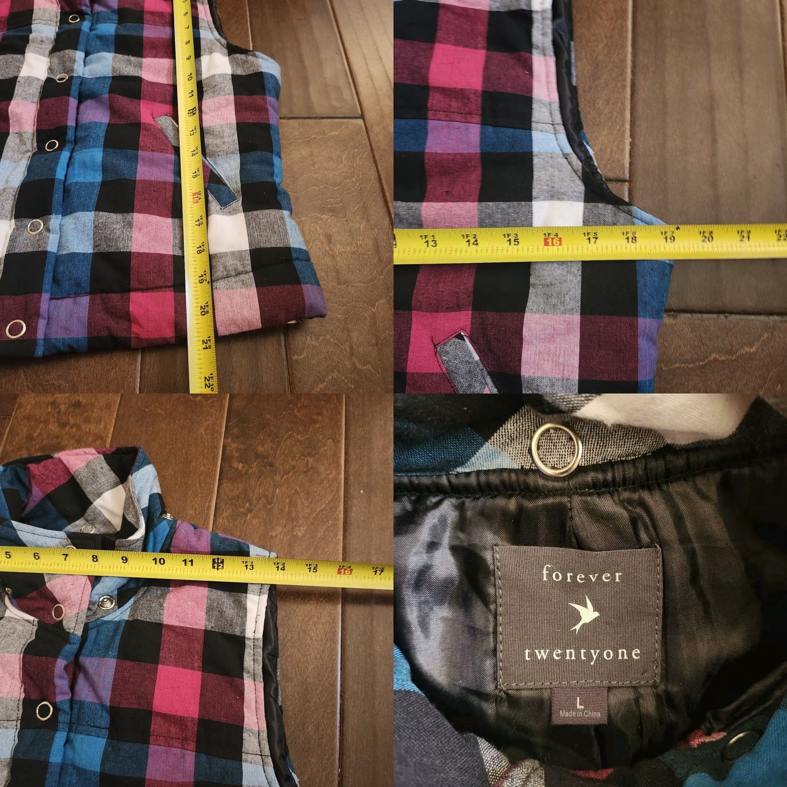 Forever 21 Forever 21 Plaid Jacket Vest - Size L - Multicolor - Junior/Teens - Sleeveless - Regular Fit - Polyester - Jacket Size L / US 10 / IT 46 - 8 Thumbnail