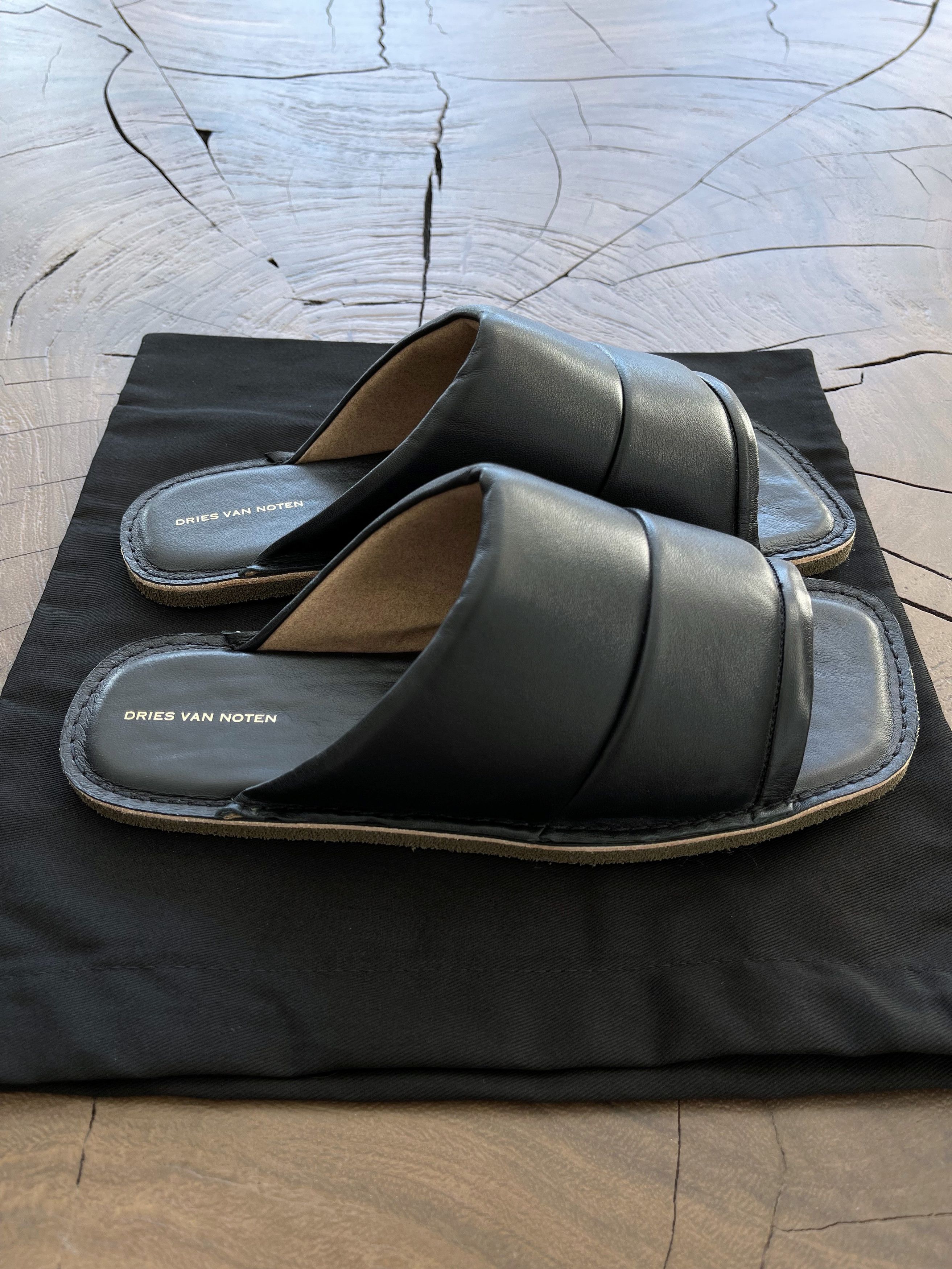 Dries Van Noten EU41.5 Quilted Grained Leather Flat Slippers Slides SS21 Size US 7.5 / EU 40-41 - 4 Thumbnail
