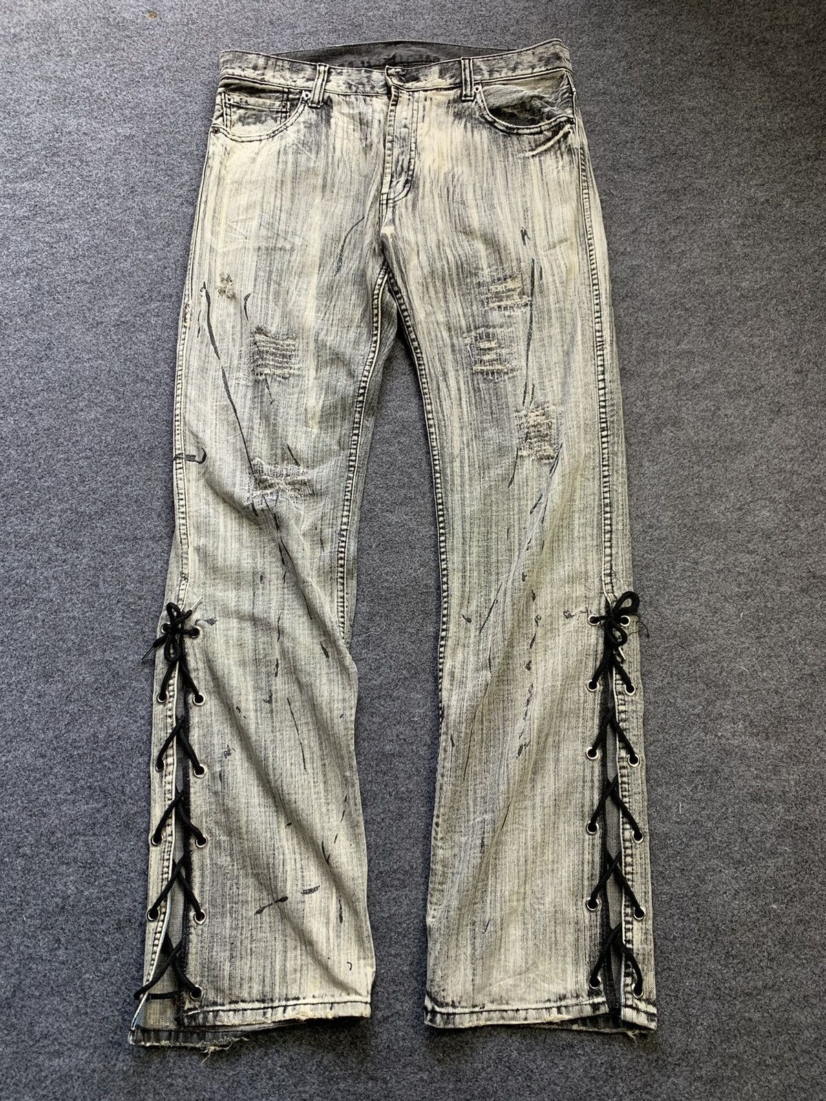 Japanese Brand × Jean Flare laces up japanese brand pant Size US 34 / EU 50 - 1 Thumbnail