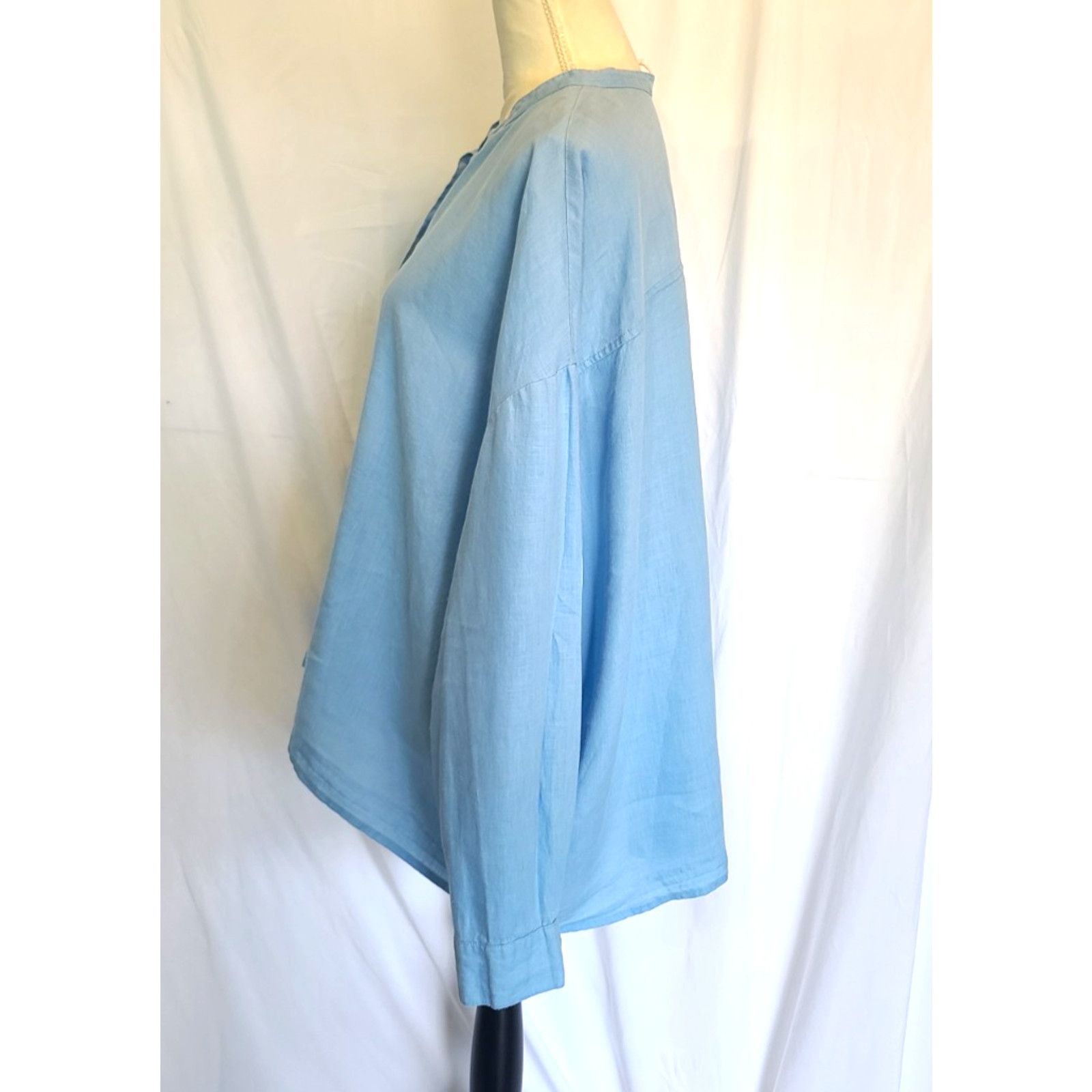 Eileen Fisher Eileen Fisher 100% Organic Linen Light Blue Blouse Top Large Size L / US 10 / IT 46 - 3 Thumbnail