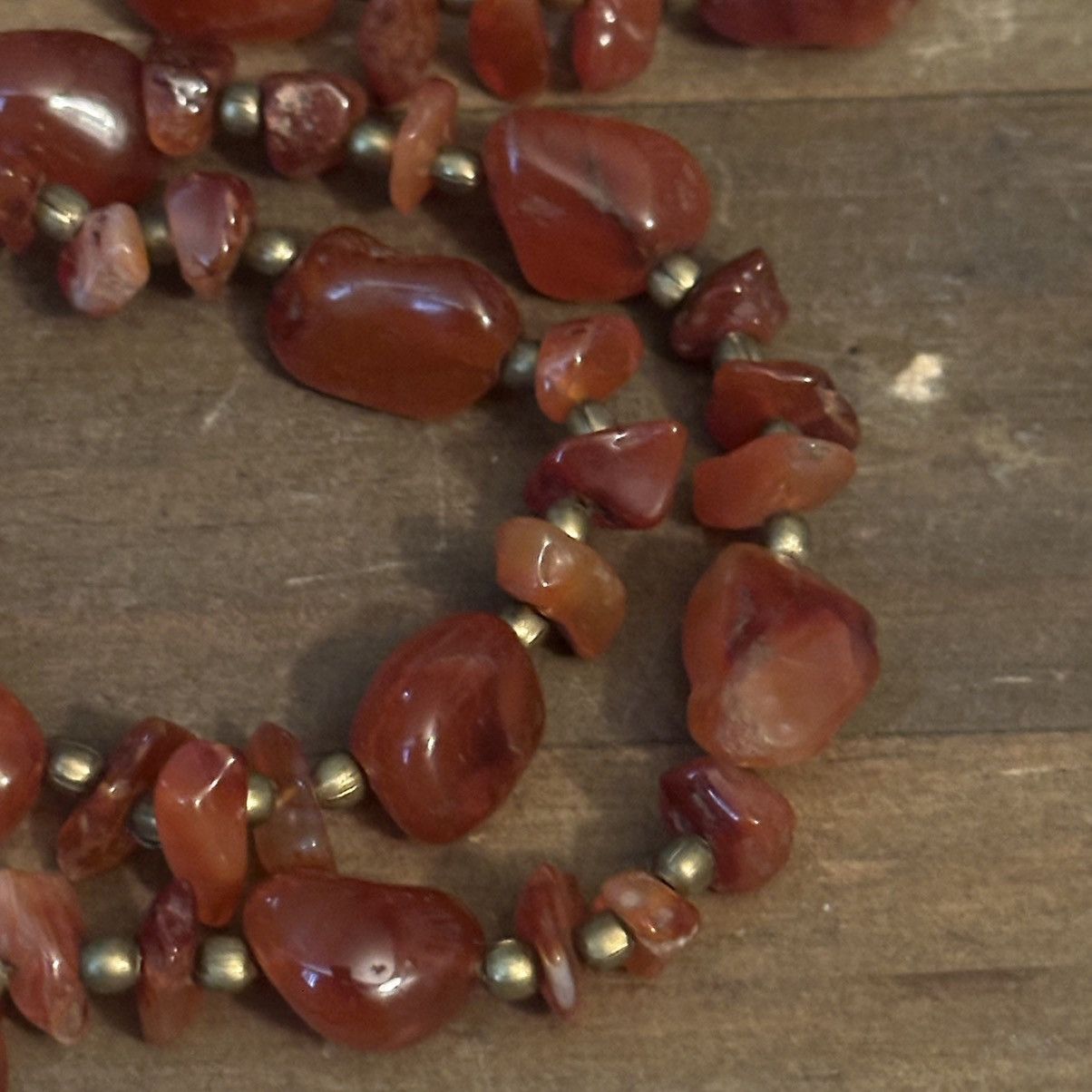 Vintage Vintage long polished Carnelian stone bead necklace Size ONE SIZE - 4 Thumbnail