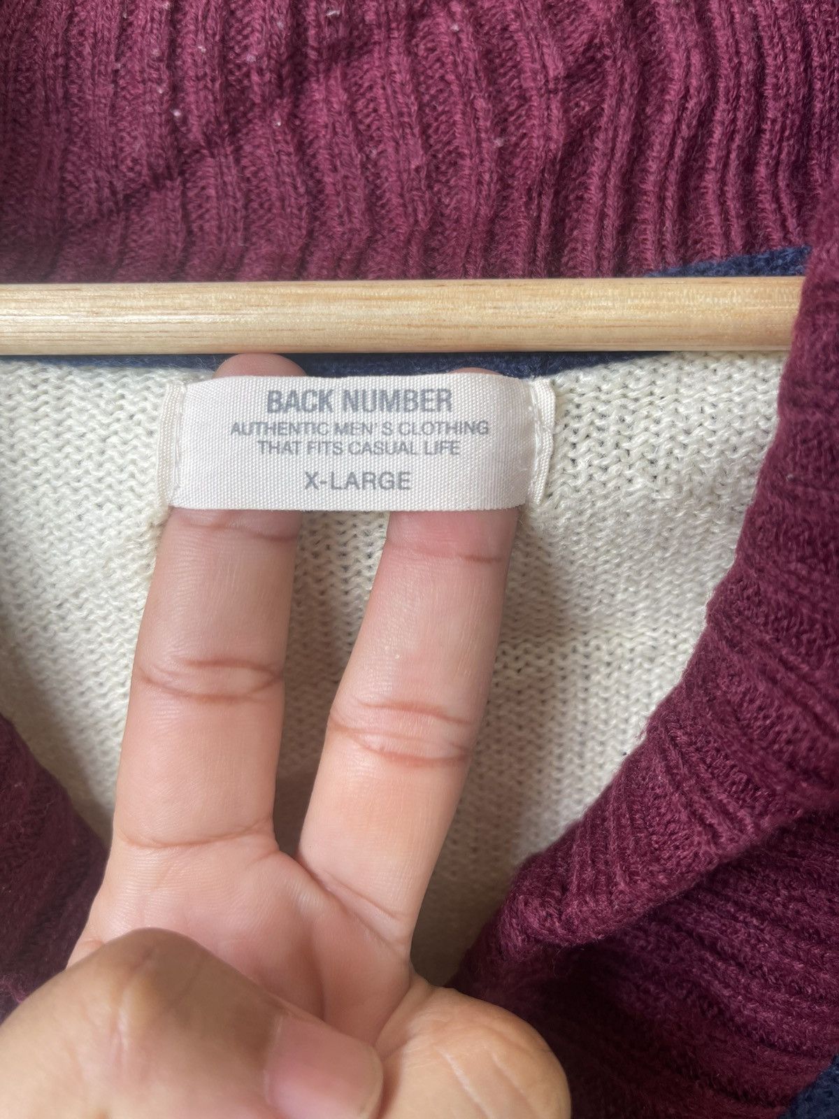 Aran Sweater Market × Japanese Brand Rare design BACK NUMBER KNIT SWEATER Size US XL / EU 56 / 4 - 9 Thumbnail