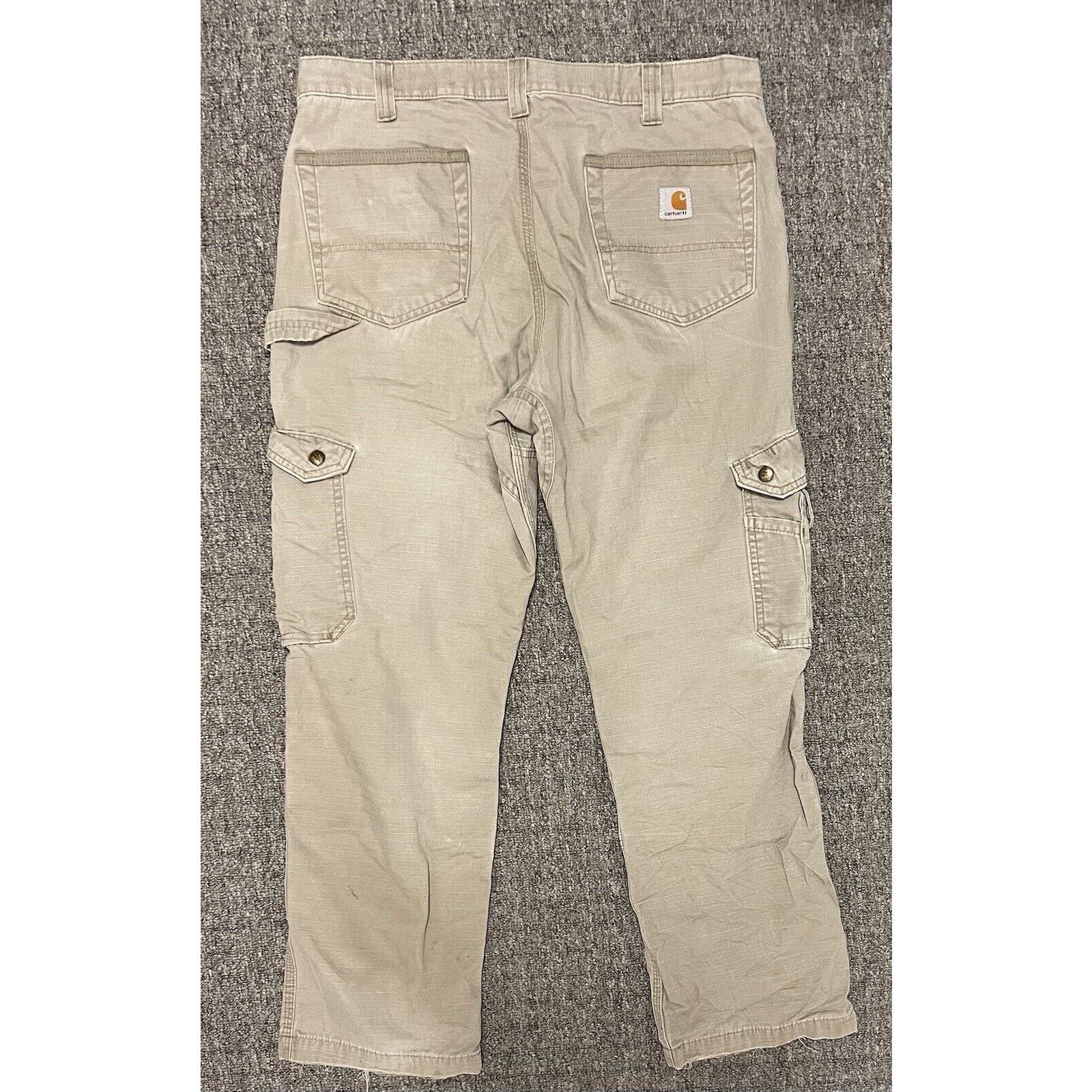 Carhartt × Vintage Carhartt Double Knee Cargo Pants 35x30 Tan Baggy Fit Skater Size US 35 - 4 Thumbnail