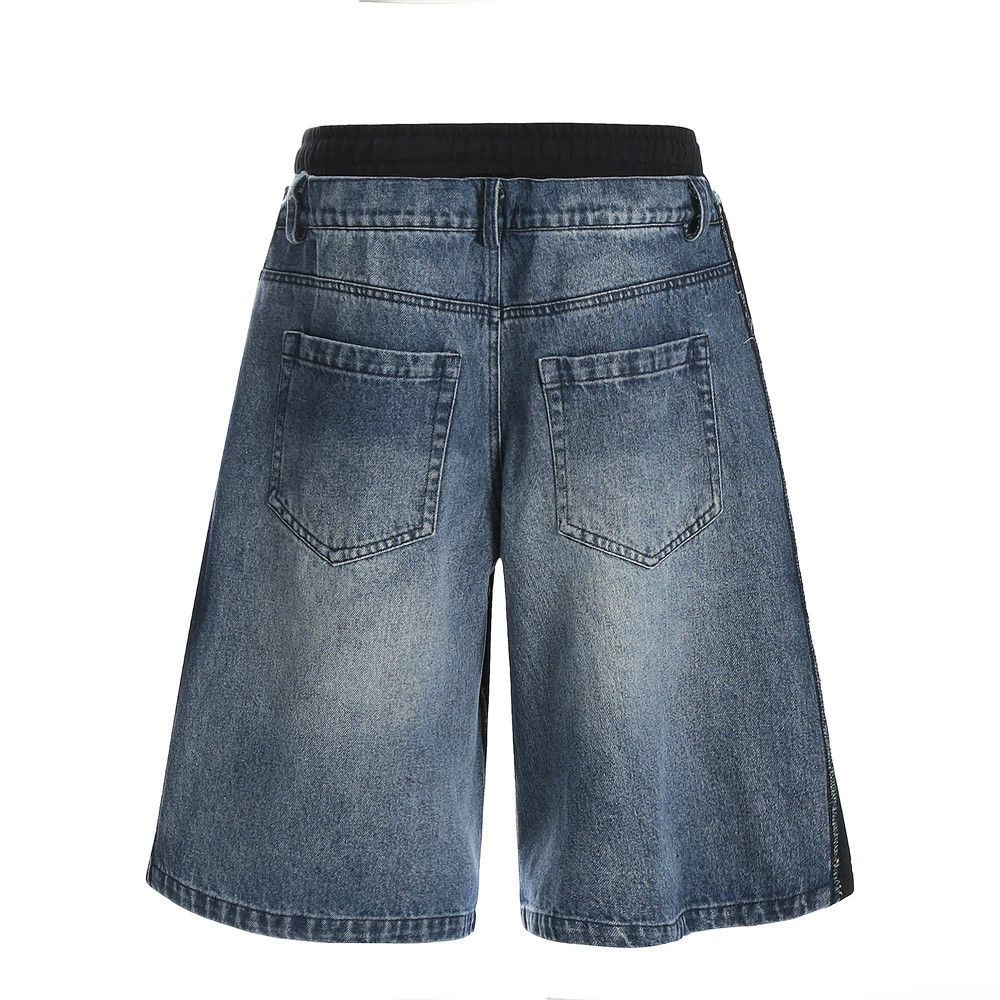 Jean Men's street loose straight stitching denim shorts Size US 32 / EU 48 - 2 Thumbnail