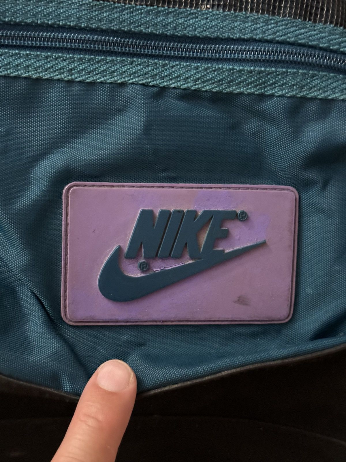 Nike × Vintage Vintage 80s 90s Purple Teal Aqua Nike Jumbo Duffle Bag BRS Size ONE SIZE - 5 Thumbnail