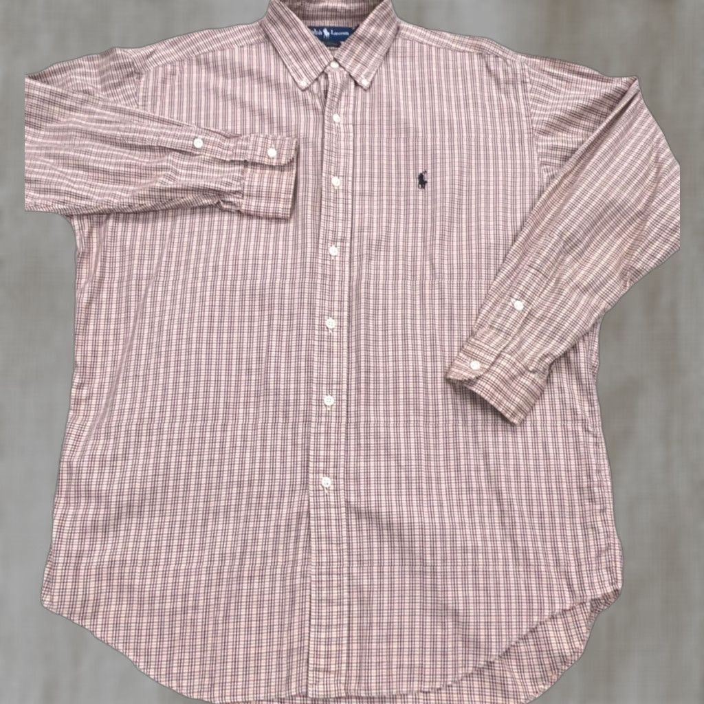 Ralph Lauren Ralph Lauren Shirt Men Large Medium Tan Plaid Button Up Blake Dress Tattersall K Size 40R - 1 Thumbnail