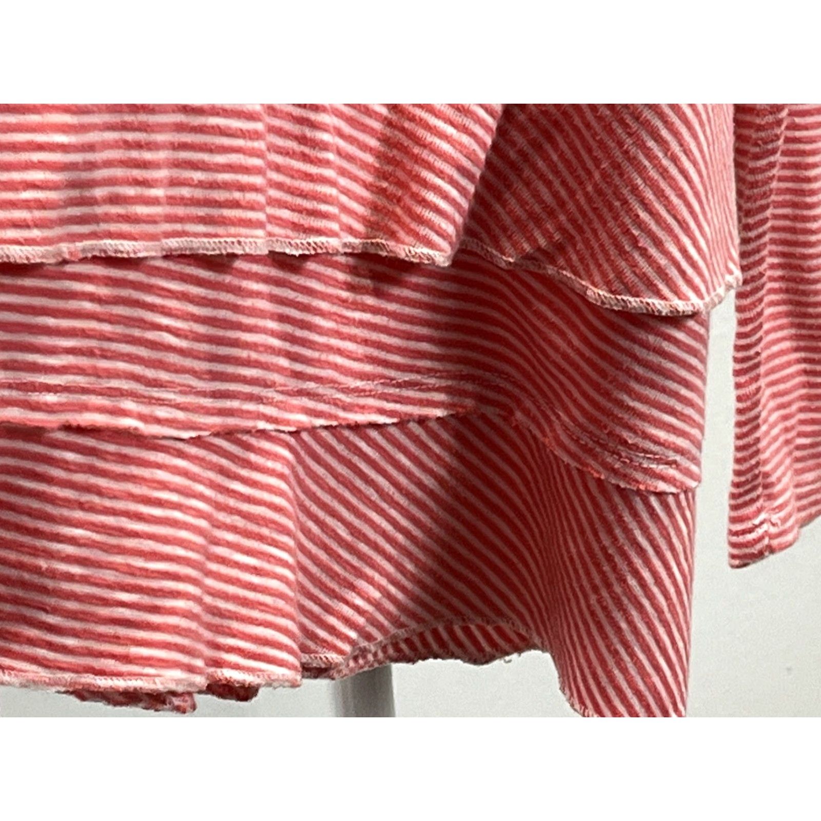 Soft Surroundings SOFT SURROUNDINGS Striped Tunic Ruffle Detail Long Sleeve T-Shirt Coral Pink Multicolor Adult Large Womens Size L / US 10 / IT 46 - 7 Thumbnail