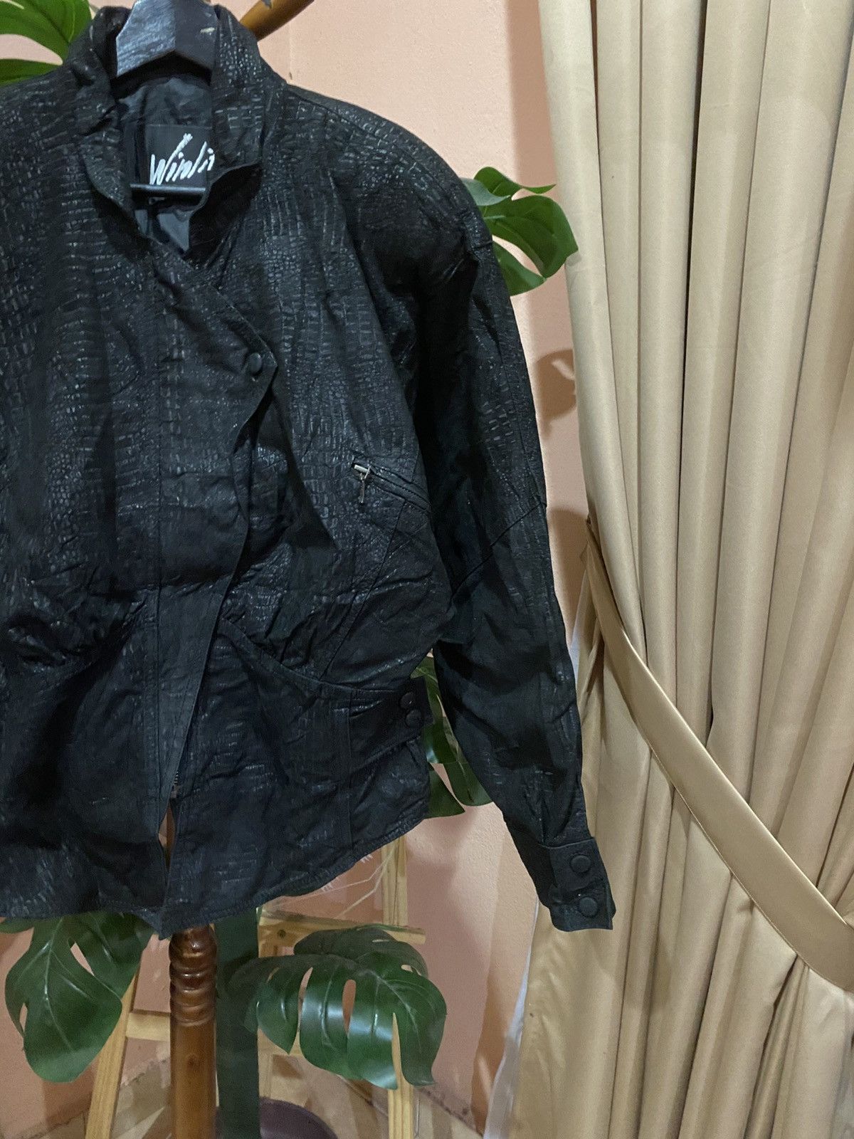 Other Vintage Winlit Genuine Leather Black Embossed Pattern Jacket Size US M / EU 48-50 / 2 - 4 Thumbnail