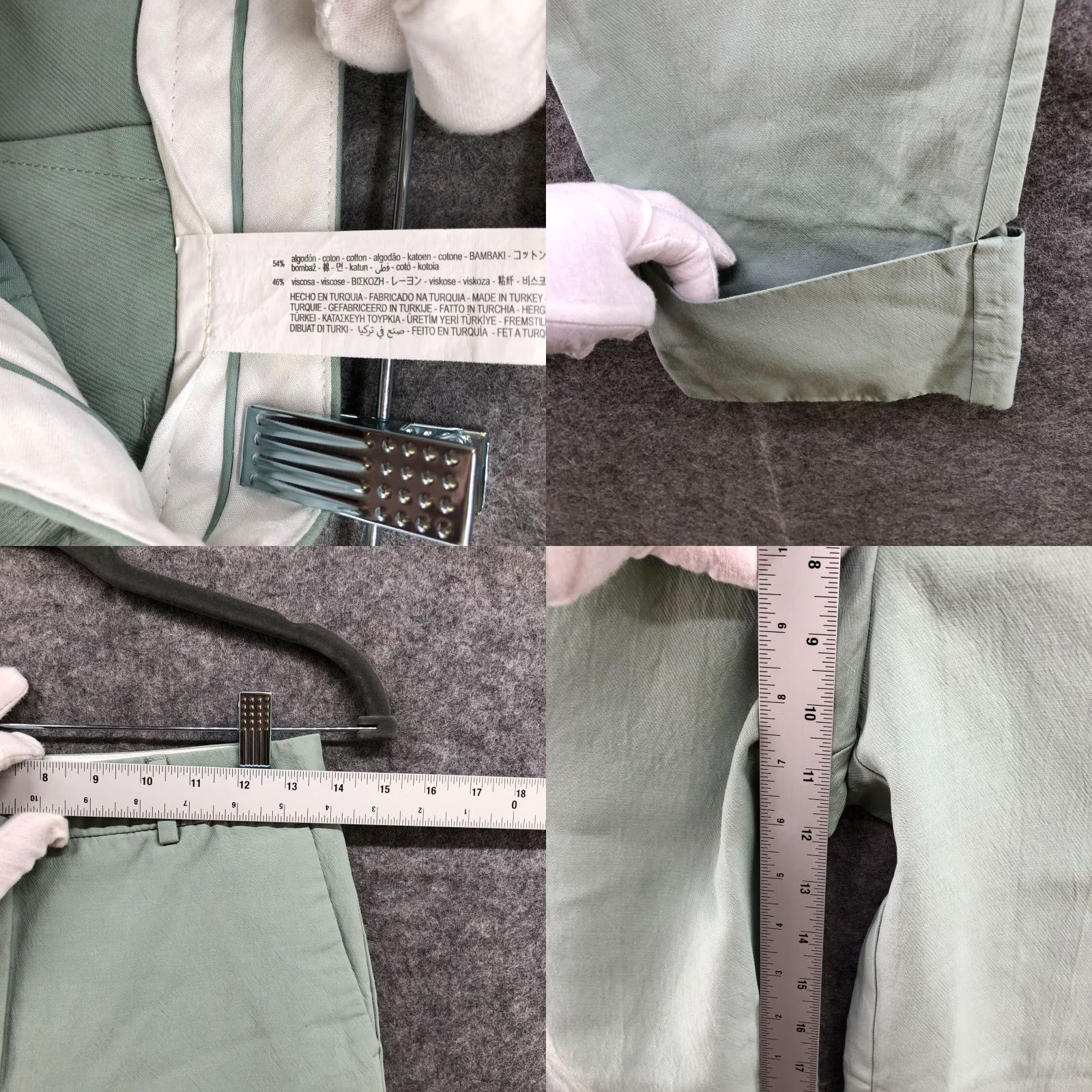 Zara ZARA Womens High Rise Cropped Chino Pants Size XS Sage Green Straight Size 26" / US 2 / IT 38 - 8 Thumbnail