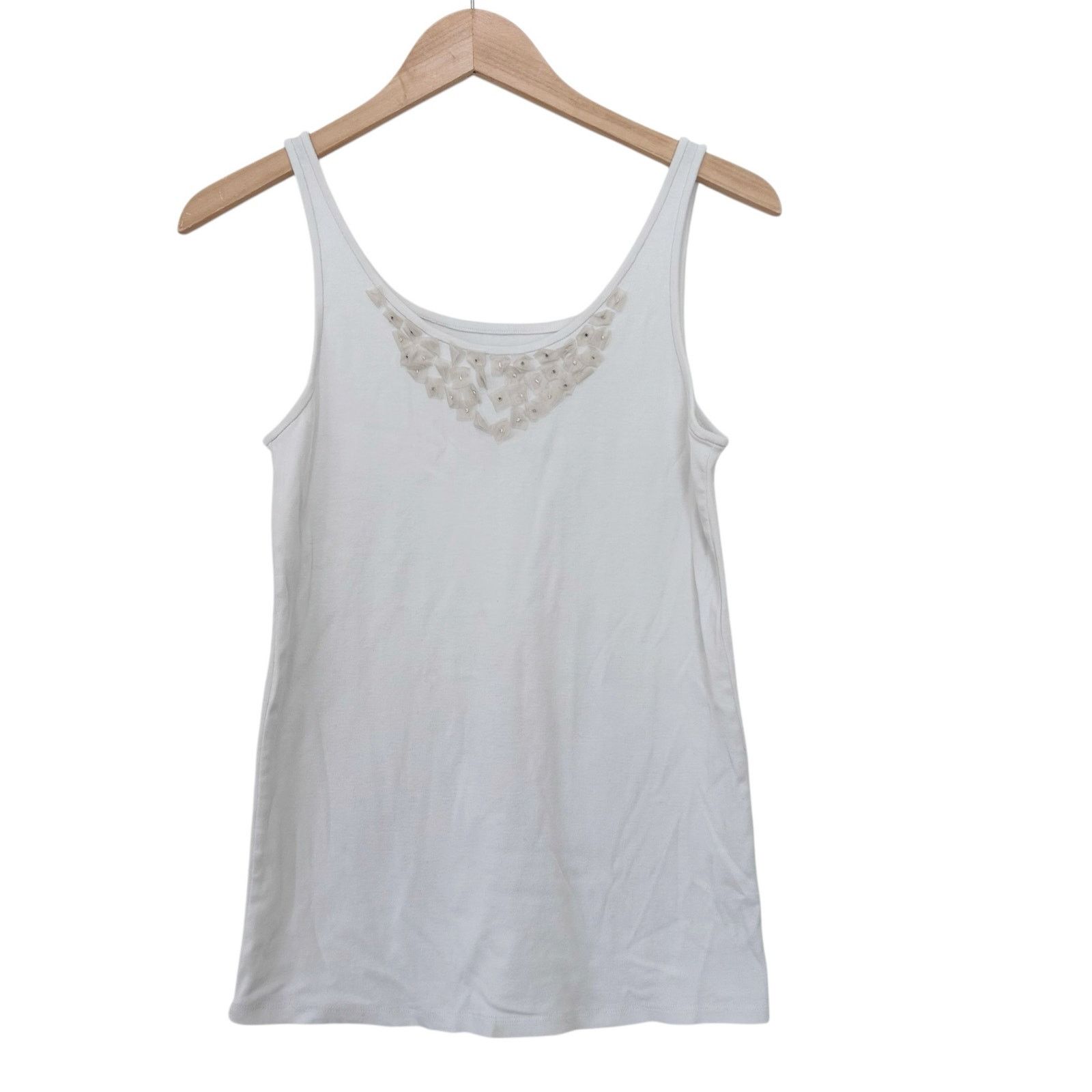 Eileen Fisher Eileen Fisher White Organic Cotton Tank Top Sz PL Size L / US 10 / IT 46 - 1 Thumbnail