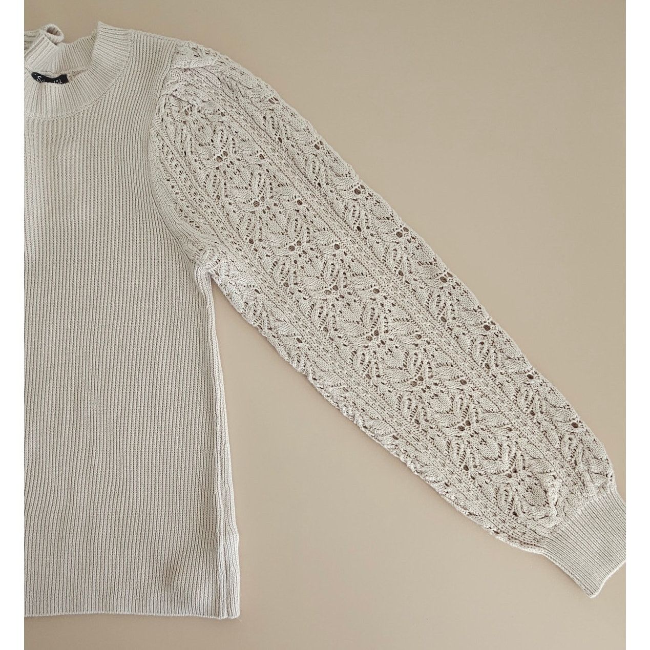 Splendid NWT Splendid Phoebe Pointelle Oat Heather Sweater XS $148 Size XS / US 0-2 / IT 36-38 - 8 Thumbnail