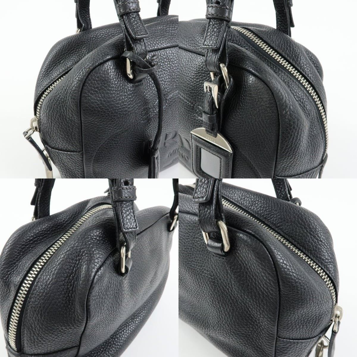 Prada Prada Logo Embossed Leather Mini Duffle Shoulder Bag Black Size ONE SIZE - 6 Thumbnail