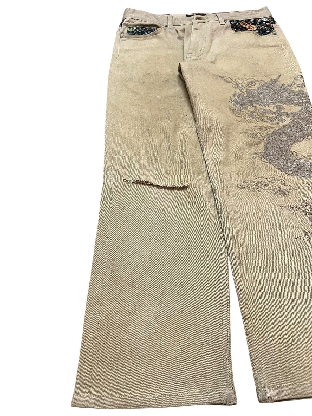 Yasuyuki Ishii Vintage Japanese Brand Dragon Embroidery Sukajan Style Denim Size US 31 - 6 Thumbnail