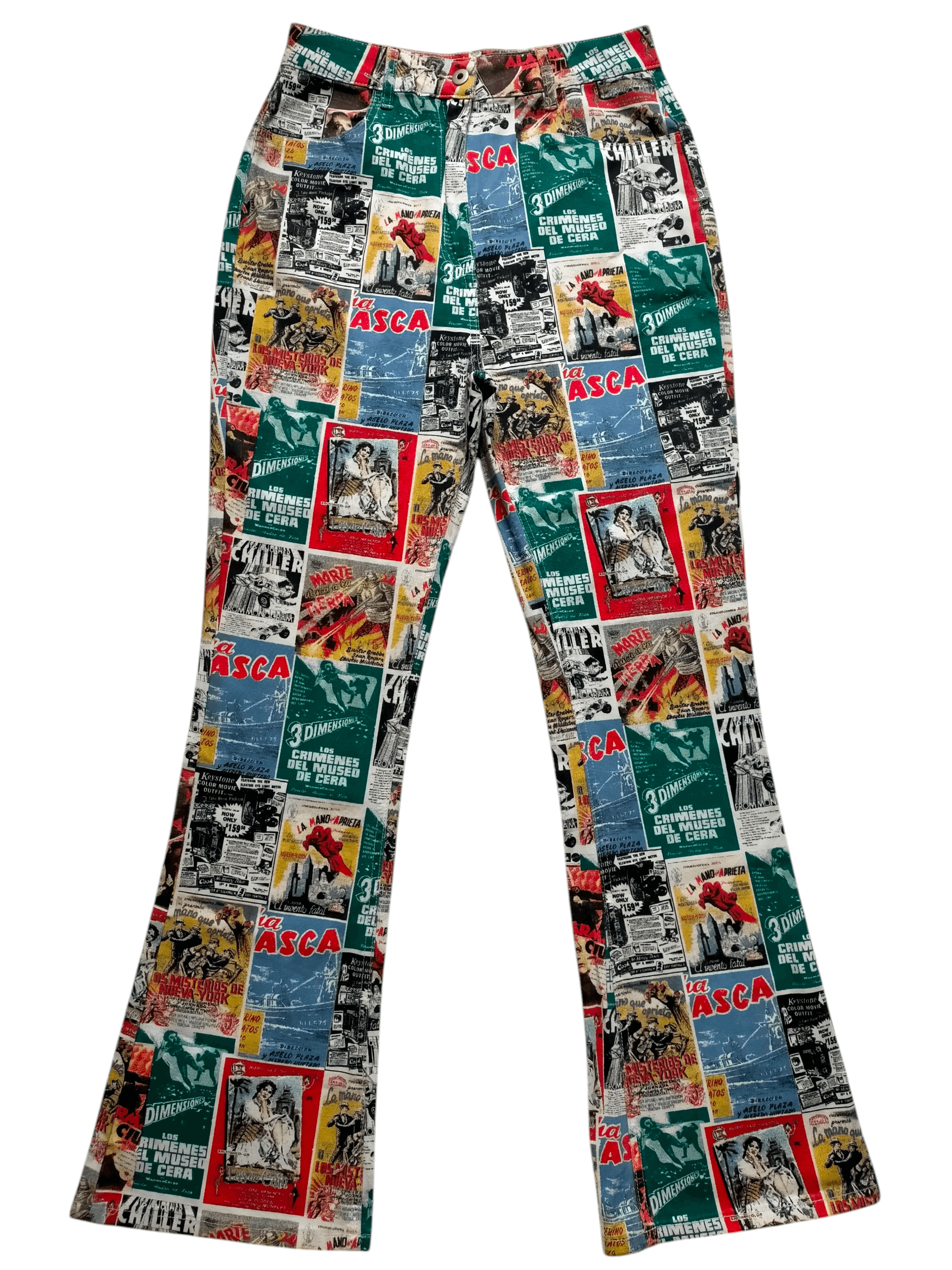 If Six Was Nine 🔥Rare Glassons Flare Full Print Boot cut Pants Size US 29 - 1 Thumbnail