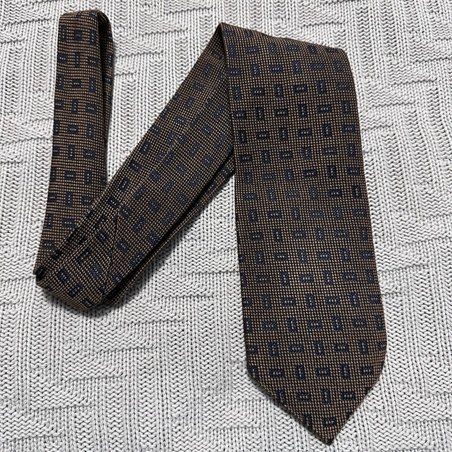 Ermenegildo Zegna bronze geometric print textured silk tie