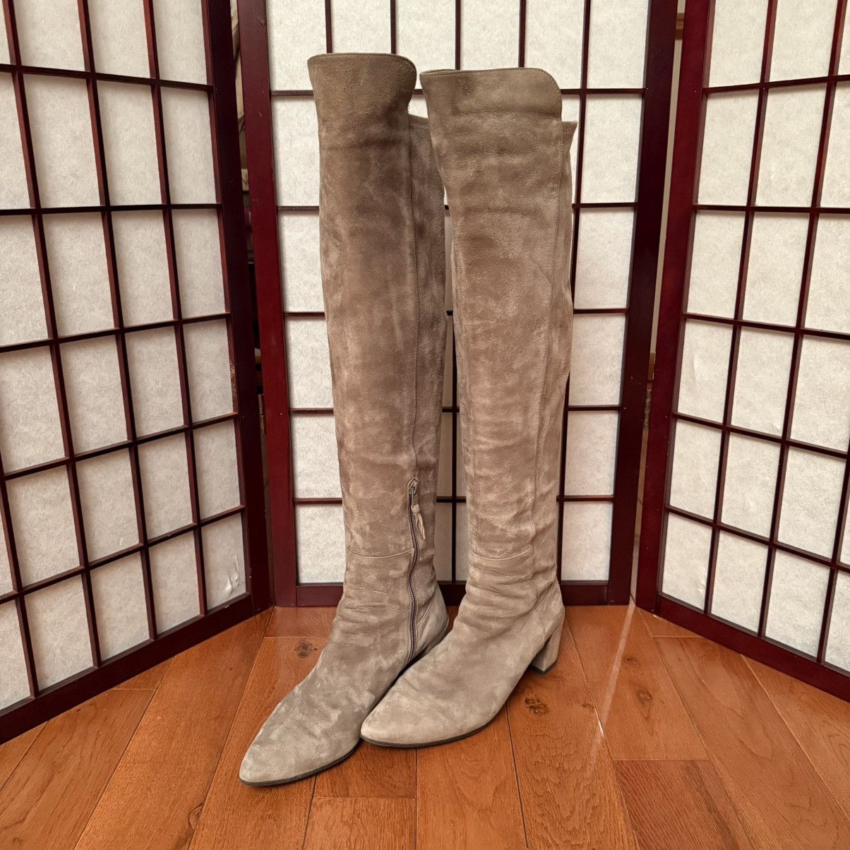 Stuart Weitzman Stuart Weitzman Grey Suede Thigh High Boots - Size 8M Size US 8 / IT 38 - 4 Thumbnail