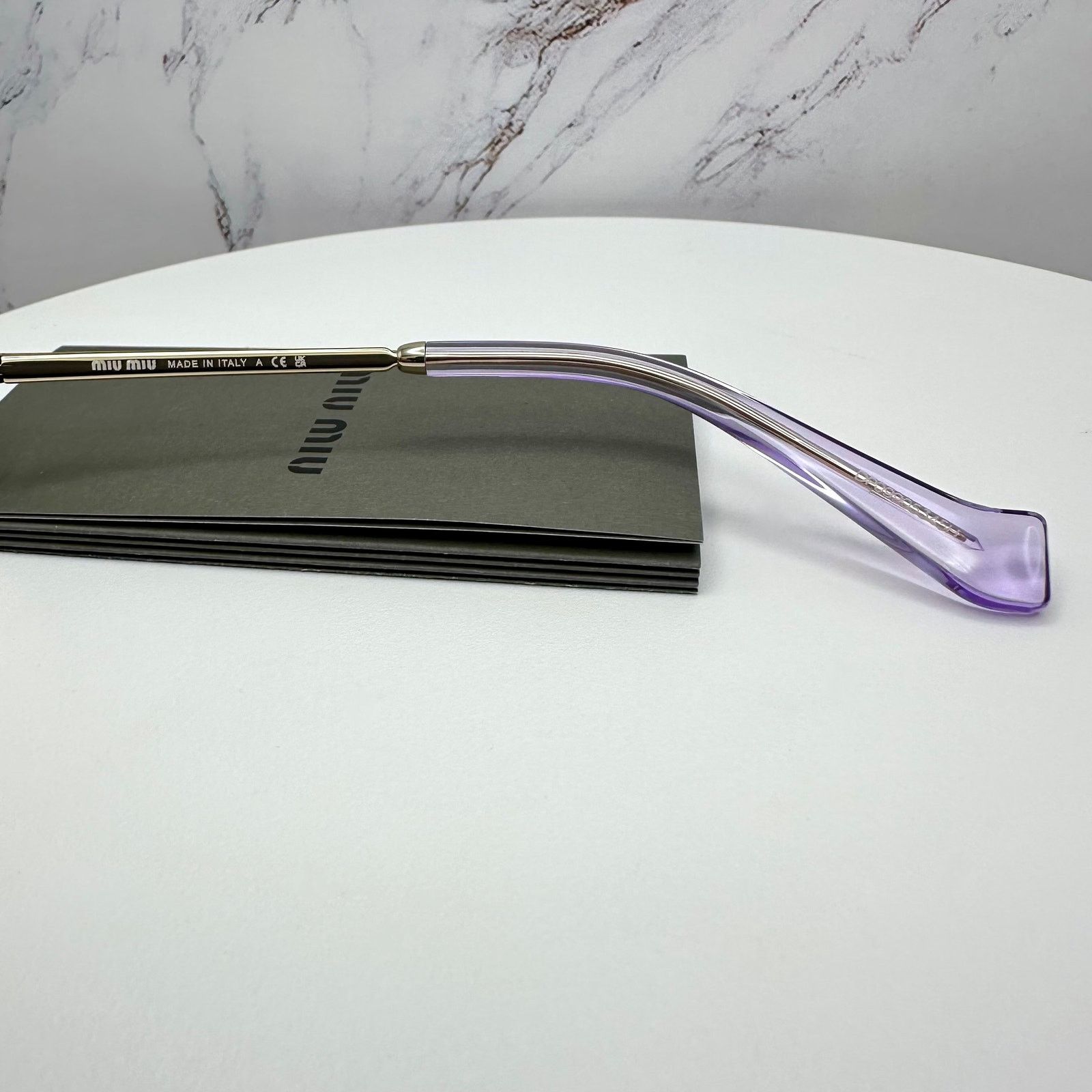New MIU MIU Sunglasses Gold Pink Wrap AUTHENTIC Runway 2025