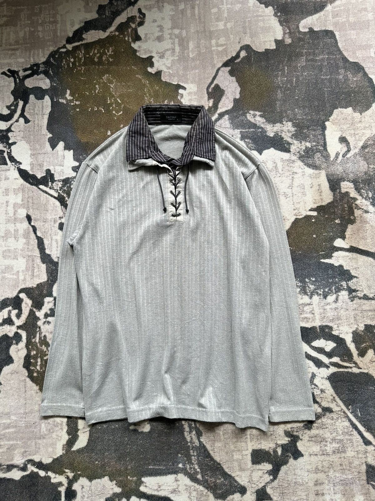 Yohji Yamamoto 90's SACSNY Y'saccs by Yohji Yamamoto lace up long sleeve Size US L / EU 52-54 / 3 - 1 Thumbnail