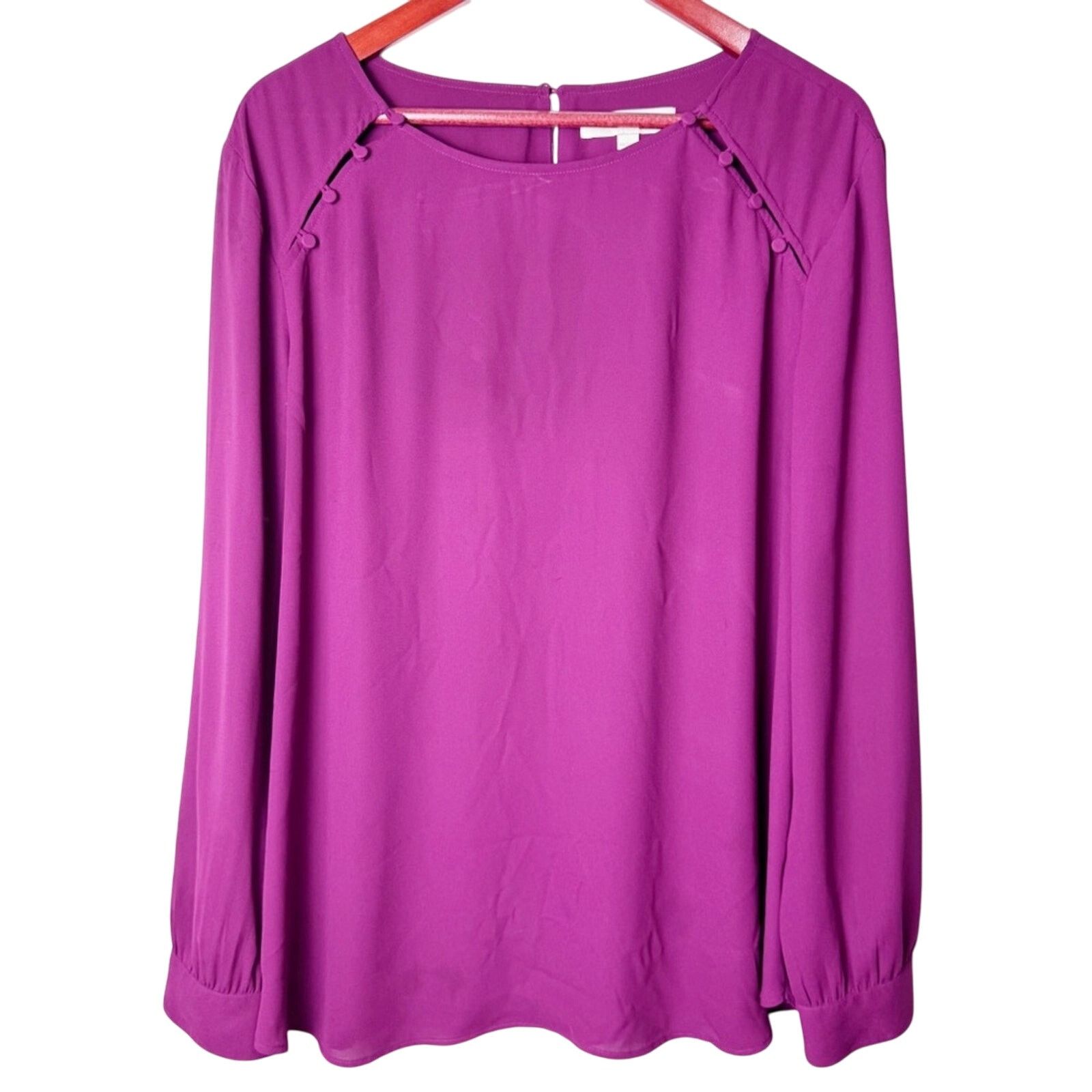 Loft Loft Burgundy Split Button Bodice Popover Blouse Womens XXL Size XXL / US 16-18 / IT 52-54 - 1 Thumbnail