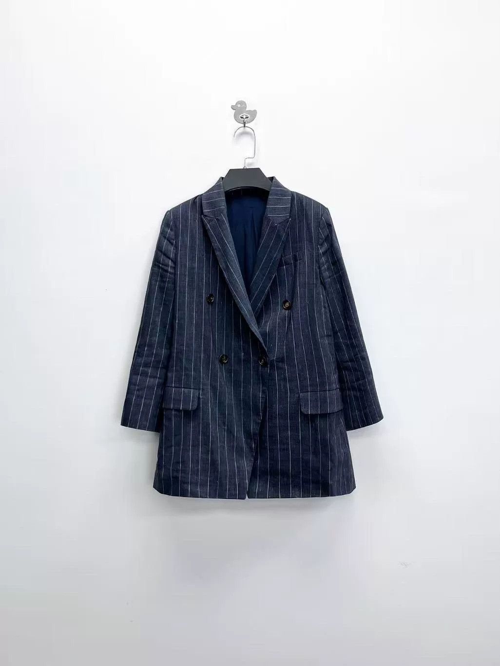 Brunello Cucinelli Brunello Cucinelli Blue-Gray Pinstripe Suit Jacket Size US XXS / EU 40 - 1 Thumbnail