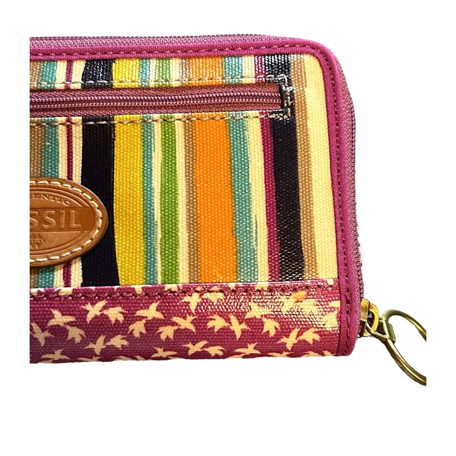 Fossil Fossil Wallet & Change Bag NWOT Women’s Purple Stripes & Birds Coated Canvas Zip-Around Wallet & Change Bag One Size Women’s Size ONE SIZE - 4 Thumbnail