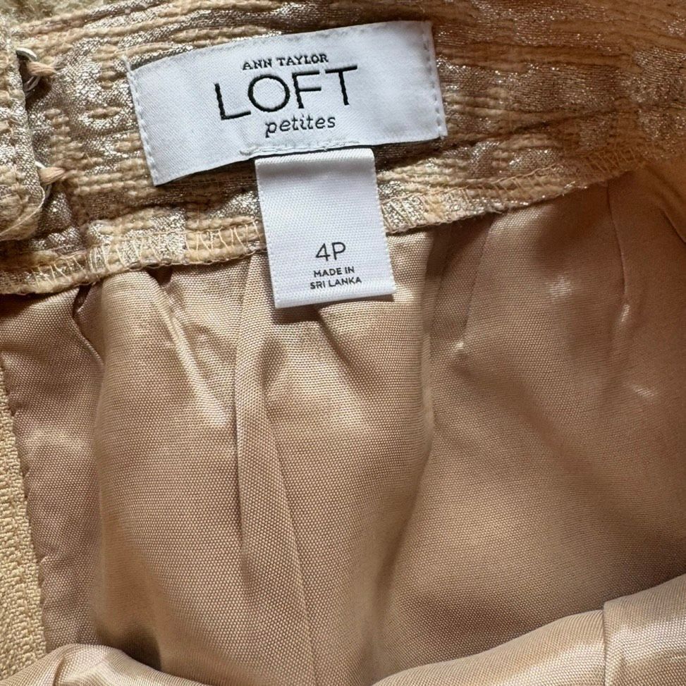 Loft LOFT Petites Gold Brocade Mini Skirt 4P Size 27" / US 4 / IT 40 - 5 Thumbnail