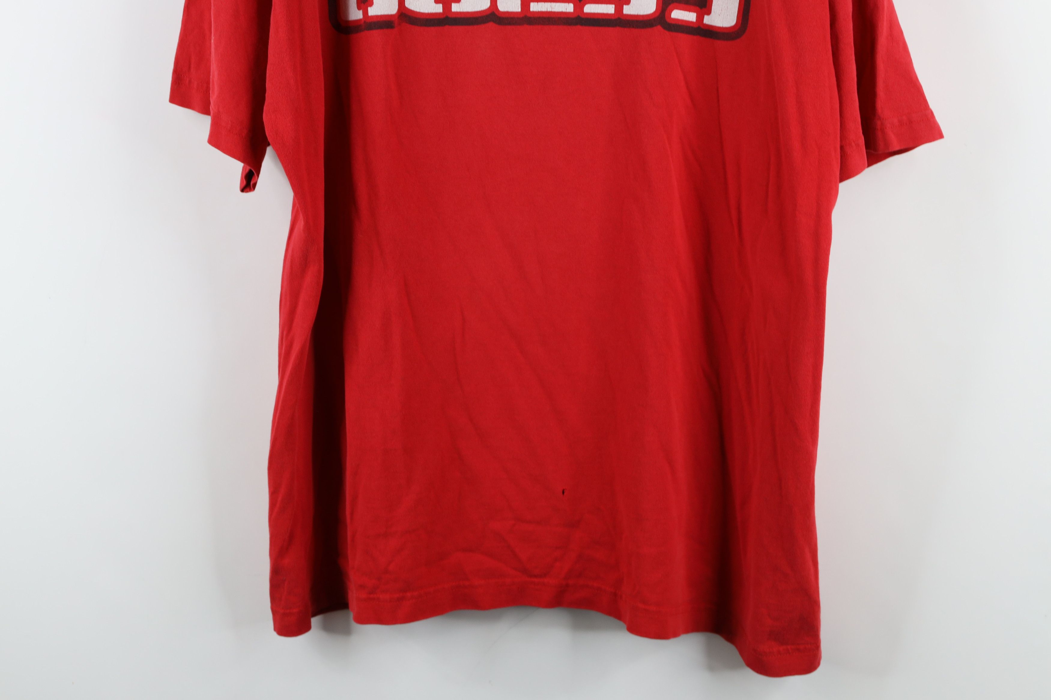 Guess × Vintage Vintage 90s Guess Spell Out Stencil T-Shirt Red Cotton Size US L / EU 52-54 / 3 - 3 Thumbnail
