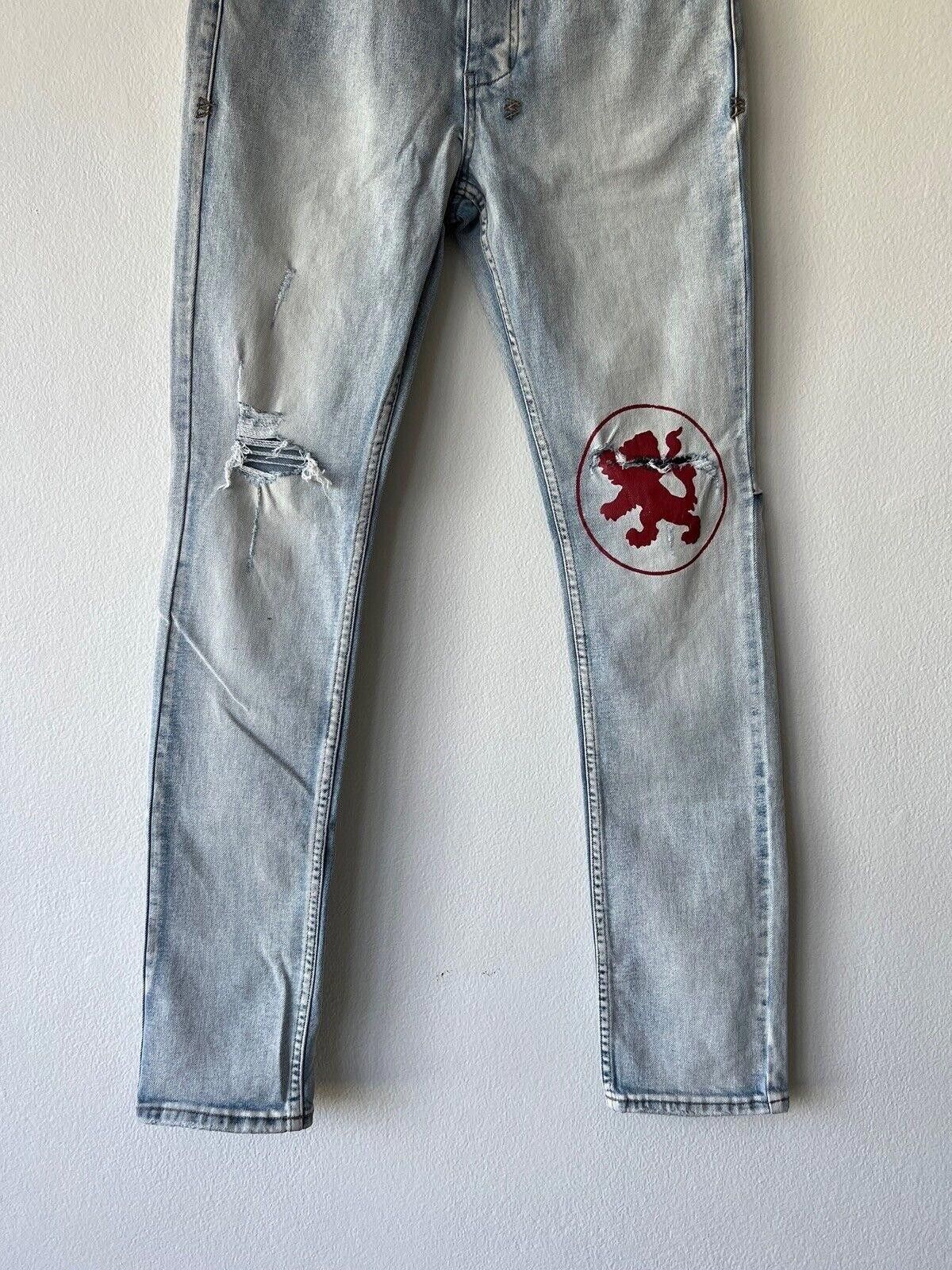 Ksubi new Ksubi mens denim jean chitch 32 blue red lion print Size US 32 / EU 48 - 3 Thumbnail