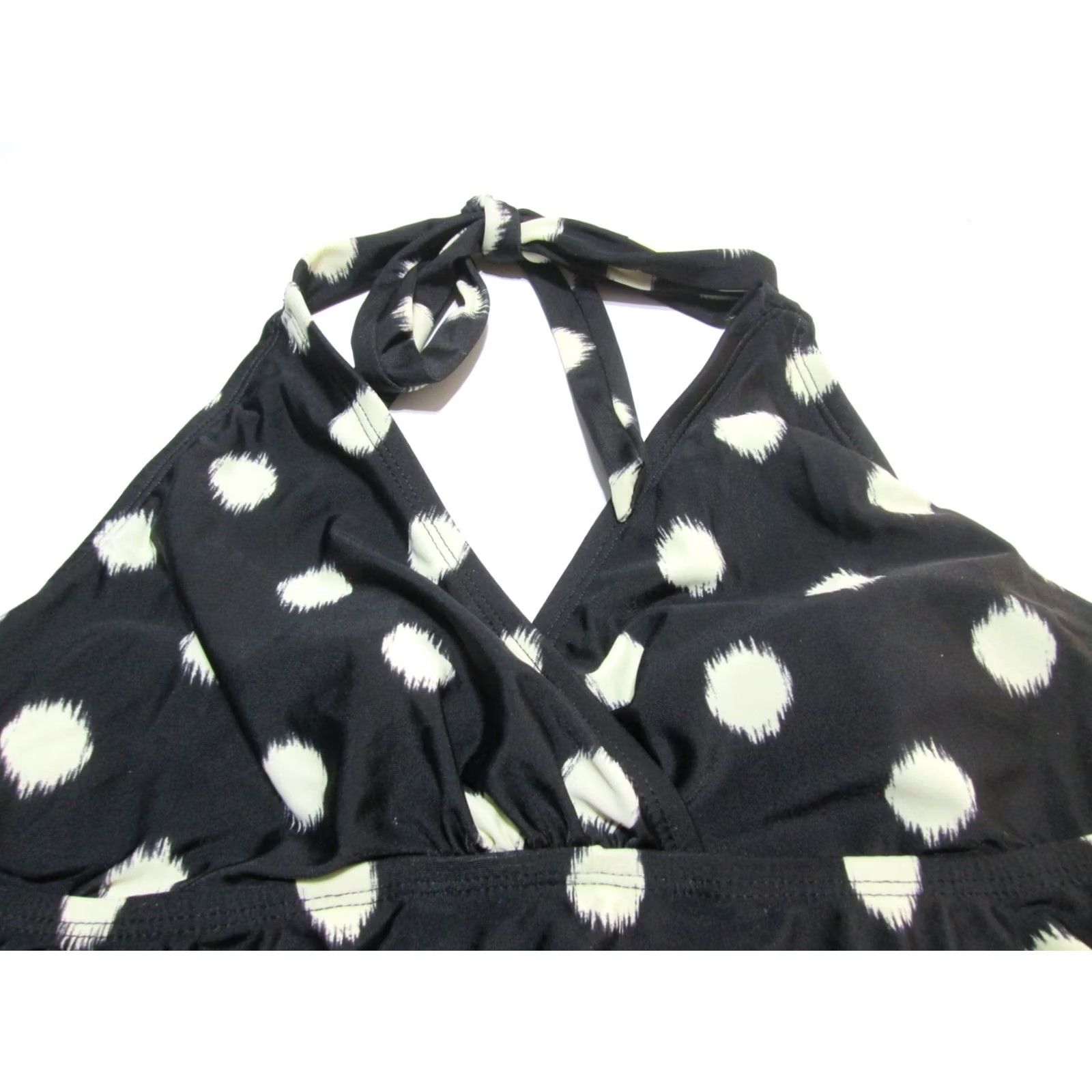 Mossimo Mossimo Womens Tankini S Black Polka Dot Halter Wireless Unlined Beach Sea Swim Pattern XS? Size ONE SIZE - 3 Thumbnail