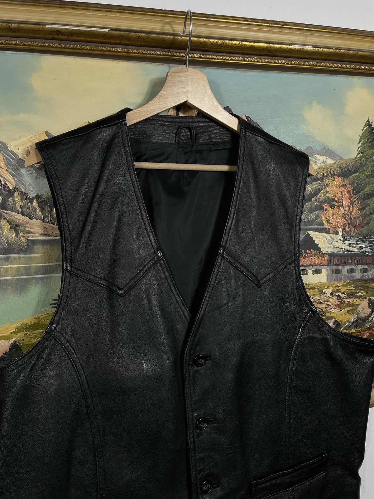 Vintage Vintage Y2k Real Leather Black Vest Jacket Punk Rock Motor Size US XL / EU 56 / 4 - 4 Thumbnail