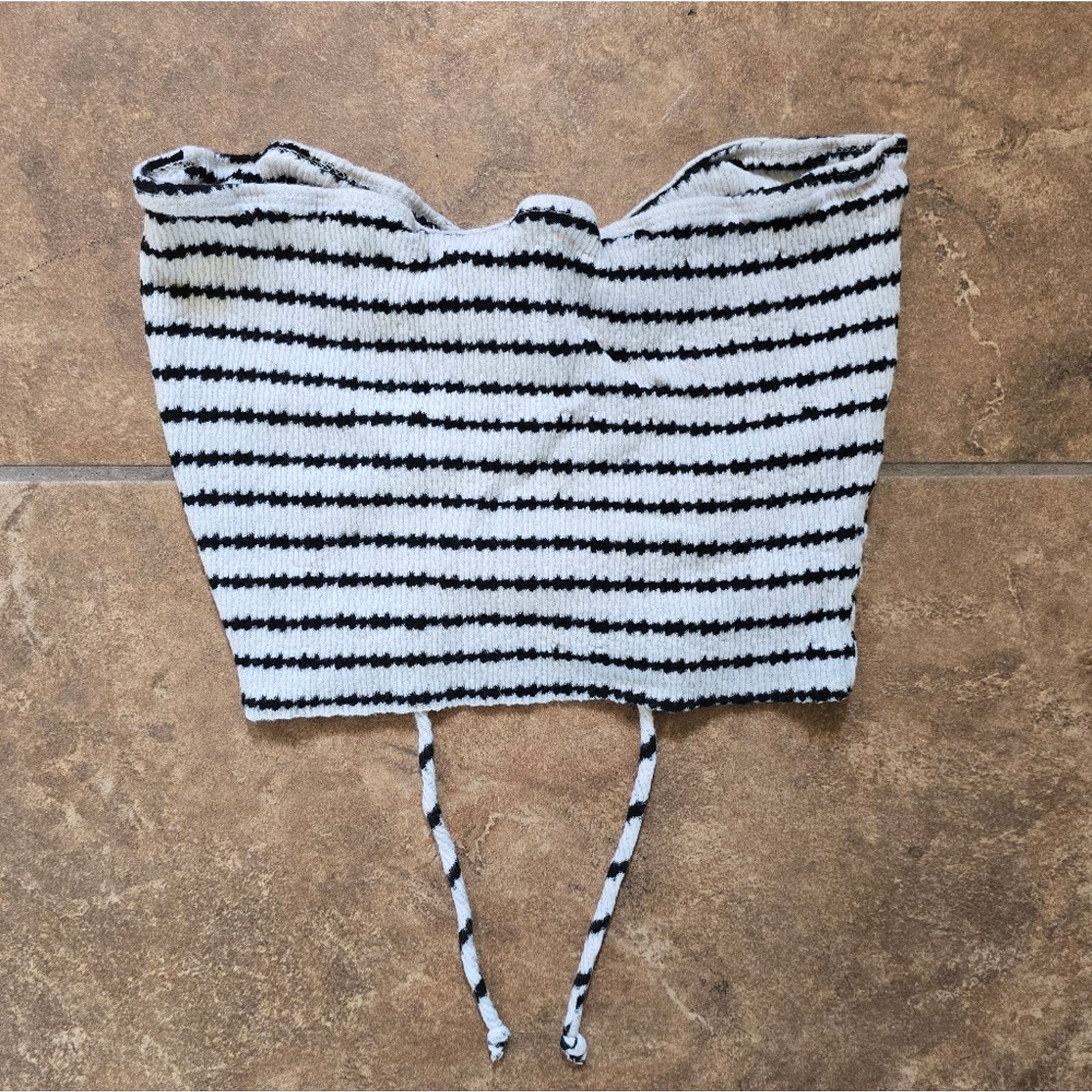Other White Black Ruched LunaChix Tube Top Size L / US 10 / IT 46 - 2 Thumbnail