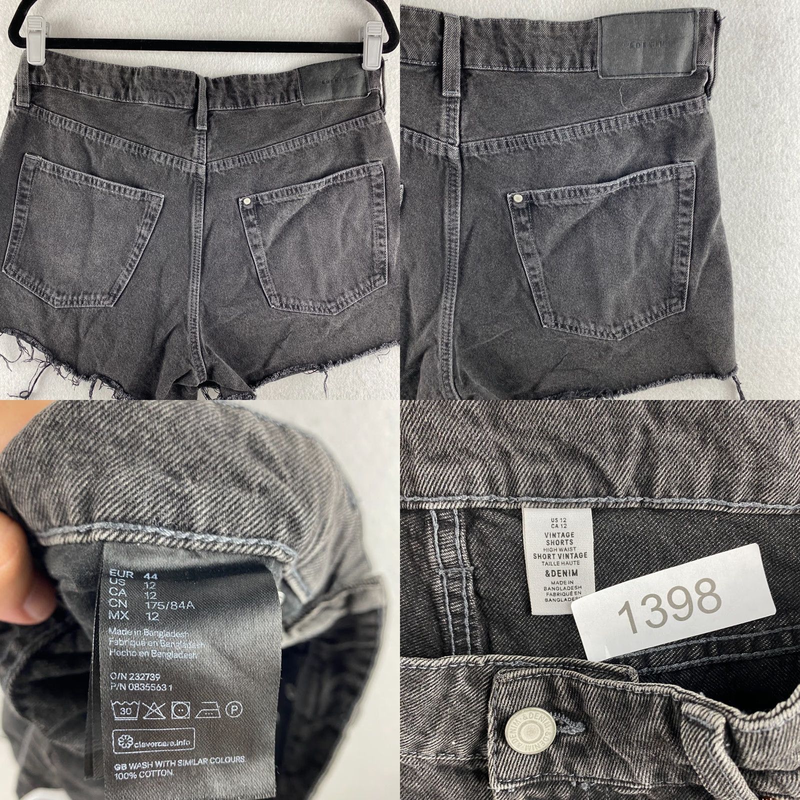 Denime & Denim High Waist Shorts Womens 12 Black Dark Wash Vintage Style Casual Shorts Regular Women Black 12 Denim & Denim Size 34" / US 12 / IT 48 - 8 Thumbnail
