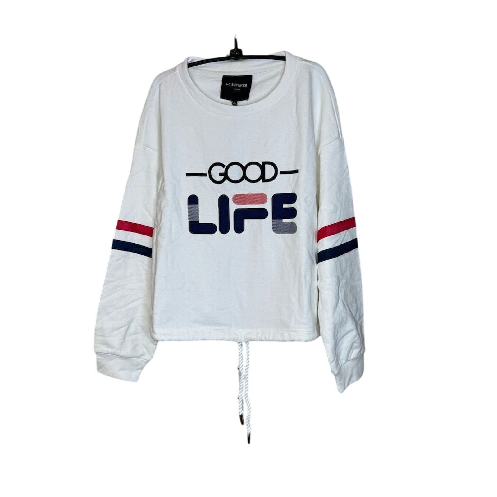 Le Superbe NWT Good Life Pullover Sweatshirt White Sz M