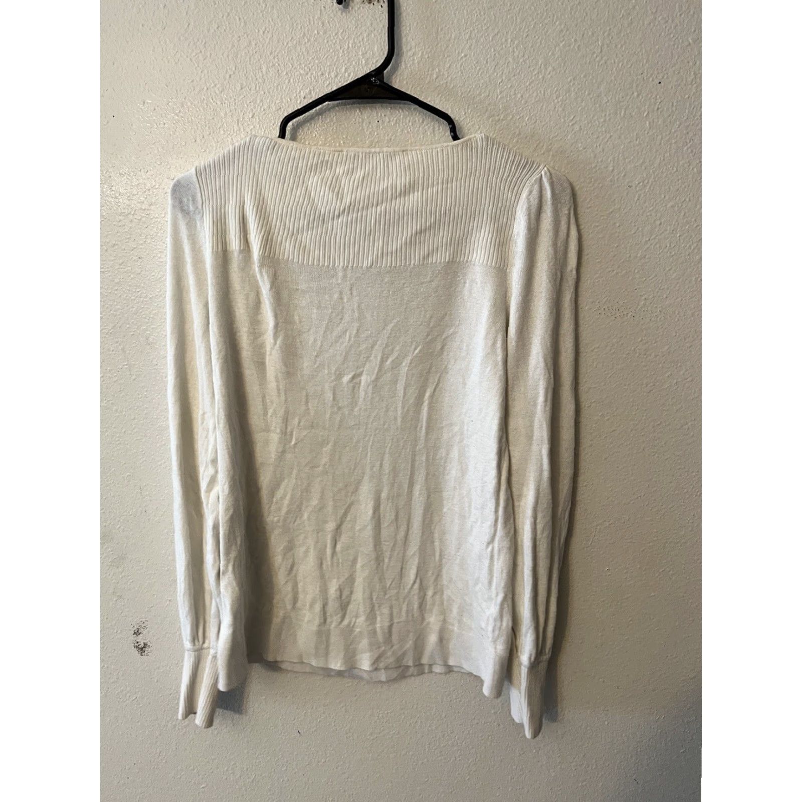 Loft VINTAGE Loft Ivory Puff Sleeve Crewneck Sweater Women Large Pullover Casual Knit Size L / US 10 / IT 46 - 3 Thumbnail