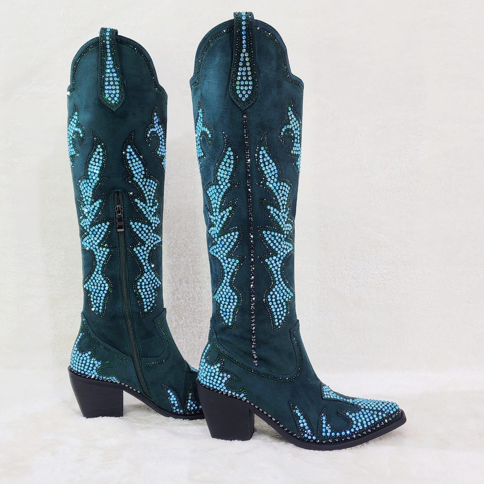 Other Sparks Country Western Cowgirl Knee Boots Dazzleing Iridesce Size US 8 / IT 38 - 6 Thumbnail
