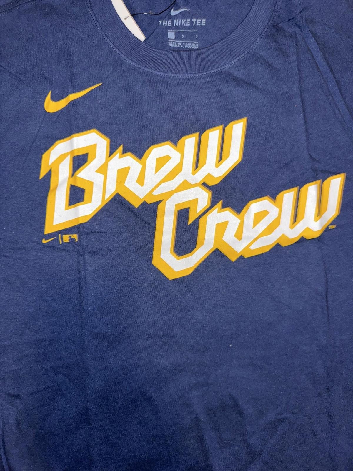 Nike Men's Milwaukee Brewers Nike Navy City Connect Wordmark T-Shirt Size US L / EU 52-54 / 3 - 2 Thumbnail