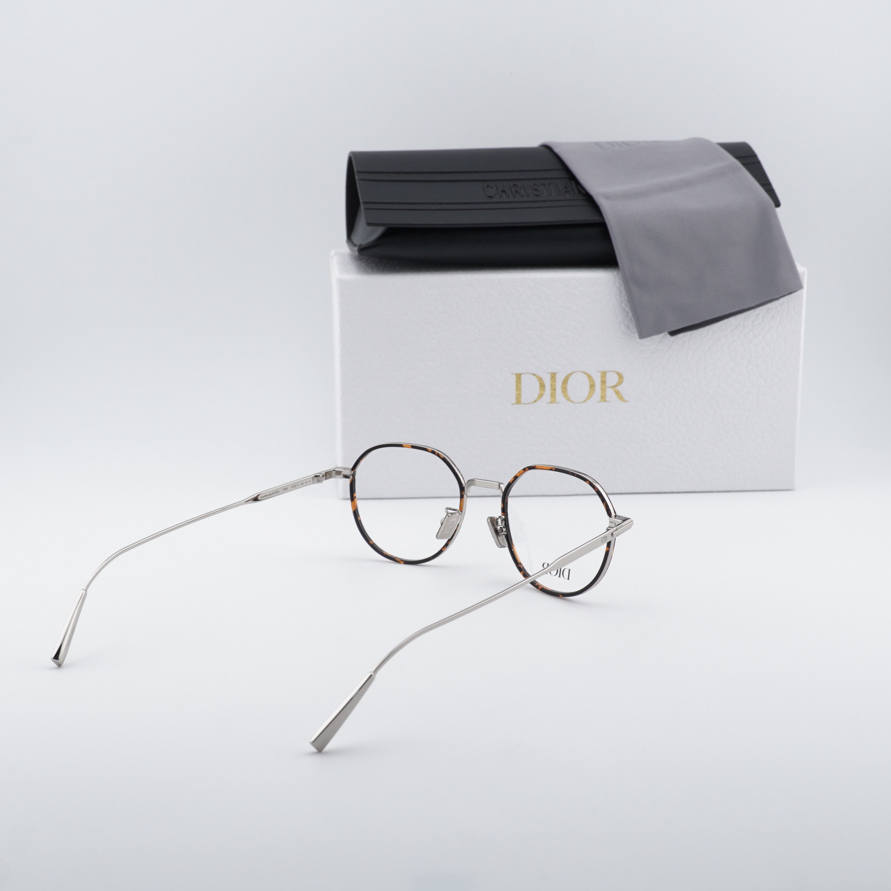 Dior Dior DIORBLACKSUITO R3U F500 Eyeglasses Silver 49mm Round Size ONE SIZE - 10 Thumbnail