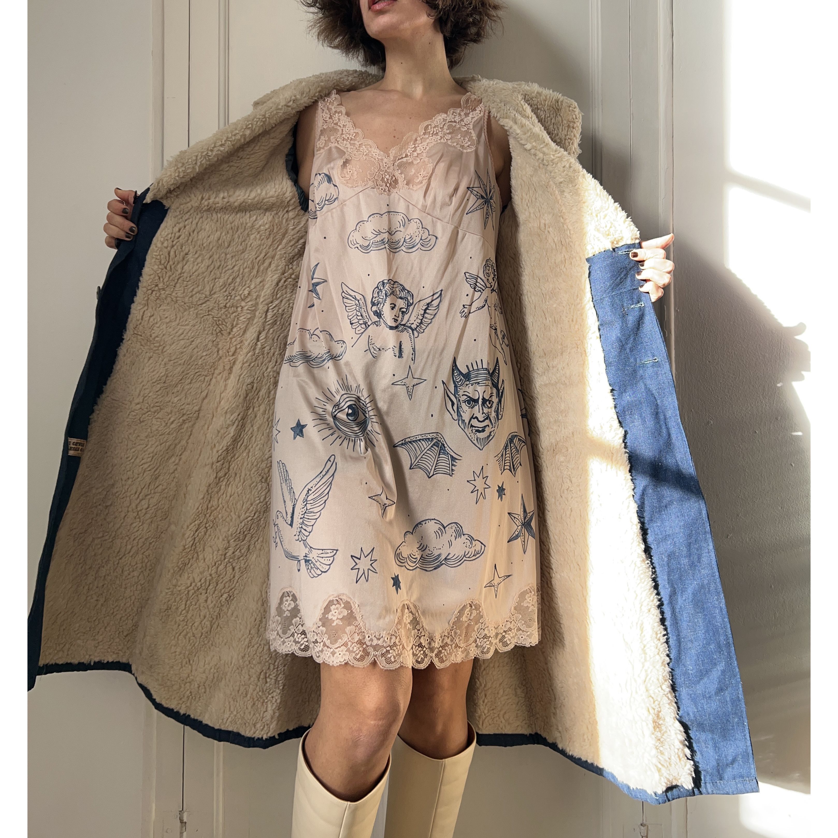 Vintage Vintage 70s Penny Lane Denim Coat Size S / US 4 / IT 40 - 4 Thumbnail