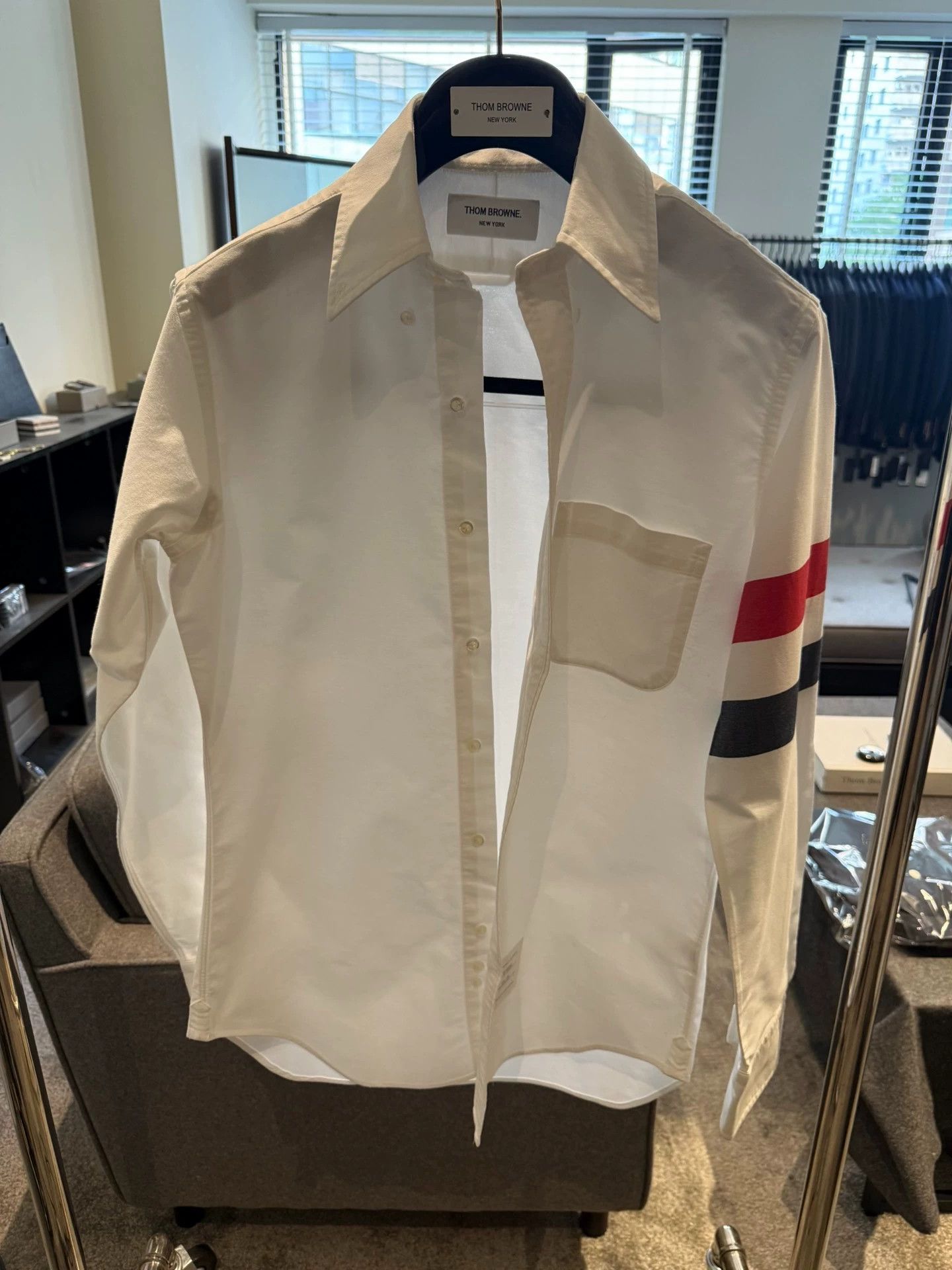 Thom Browne Thom Browne Tri-Color Arm Logo White Shirt Size 2 Size US M / EU 48-50 / 2 - 1 Thumbnail
