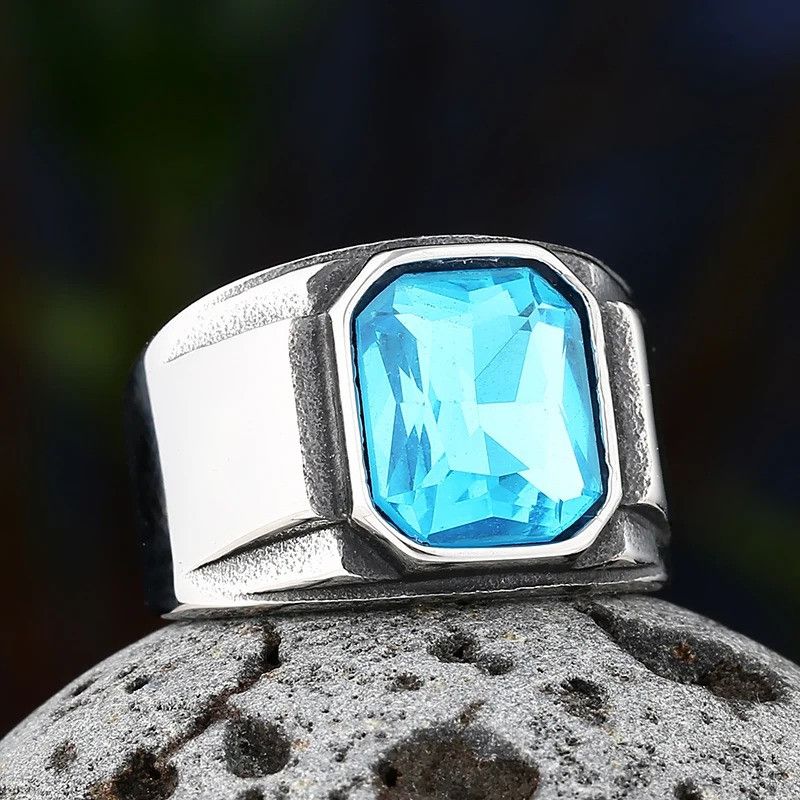 Vintage Rock Blue Gemstone Ring Size ONE SIZE - 3 Thumbnail