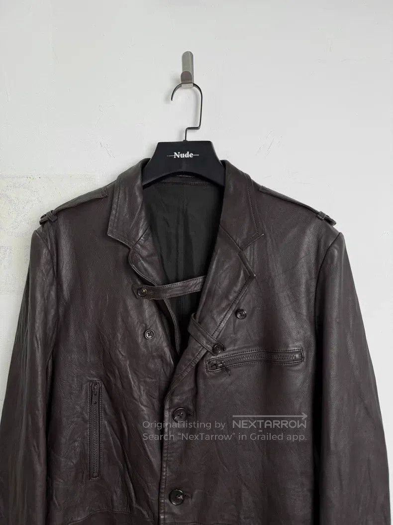 Yohji Yamamoto YOHJI YAMAMOTO Sheepskin brown belt leather coat Size US XL / EU 56 / 4 - 3 Thumbnail