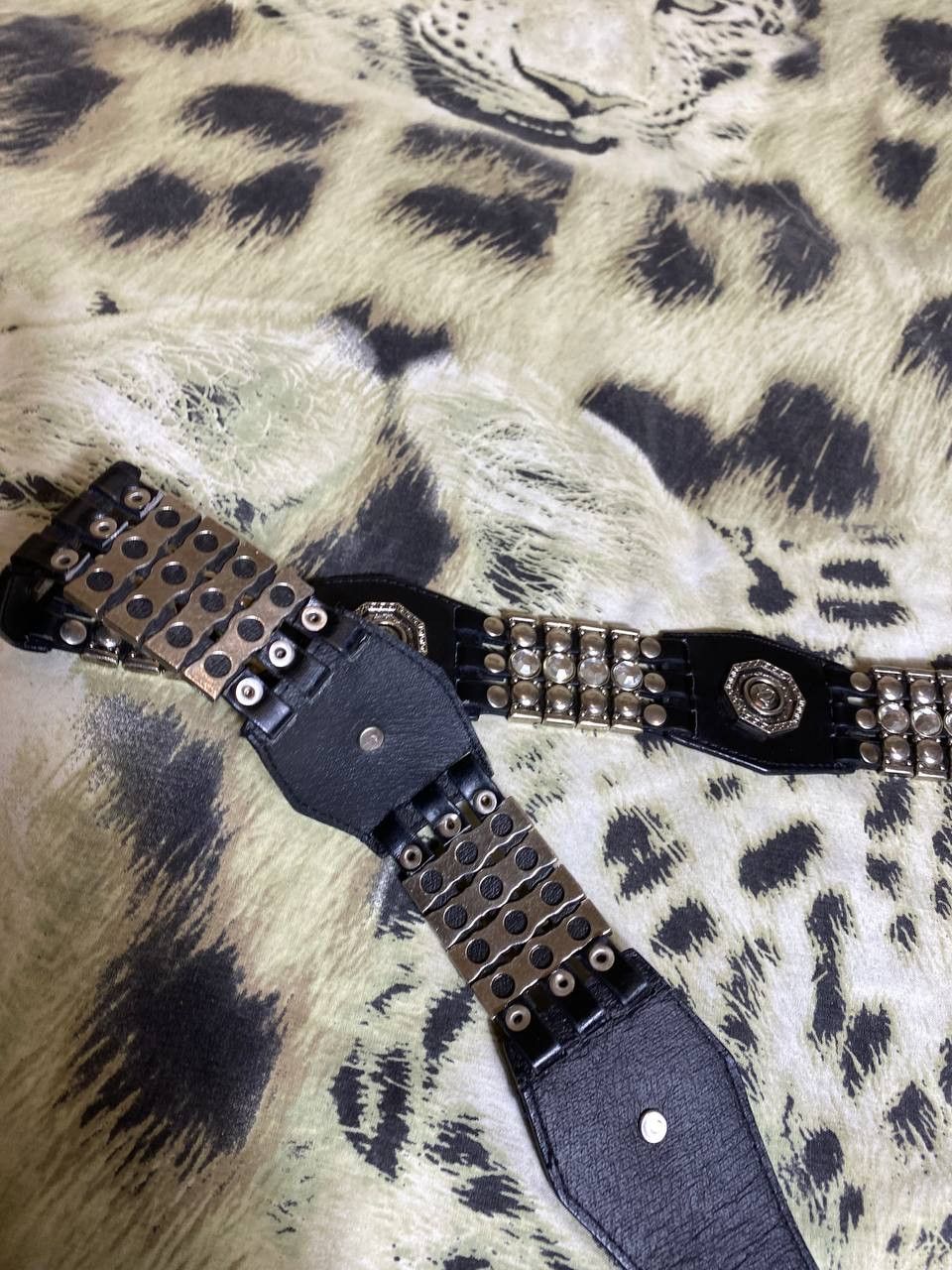 Japanese Brand × Vintage VINTAGE RHINESTONES BLACK LEATHER BELT BB SIMON STYLE Size ONE SIZE - 6 Thumbnail