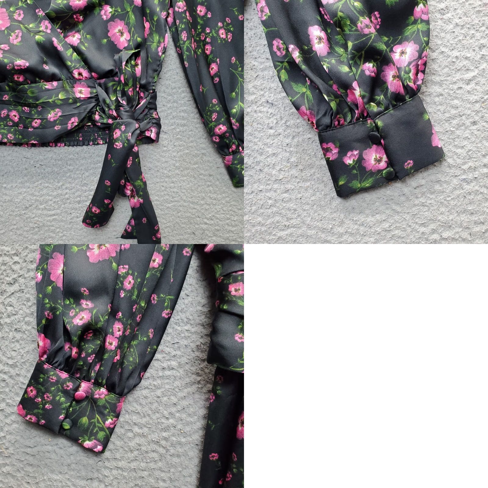 Banana Republic Banana Republic Blouse Women Size S Multicolor Floral Satin Long Sleeve Wrap Tie Front V-Neck Shirt Size S / US 4 / IT 40 - 8 Thumbnail