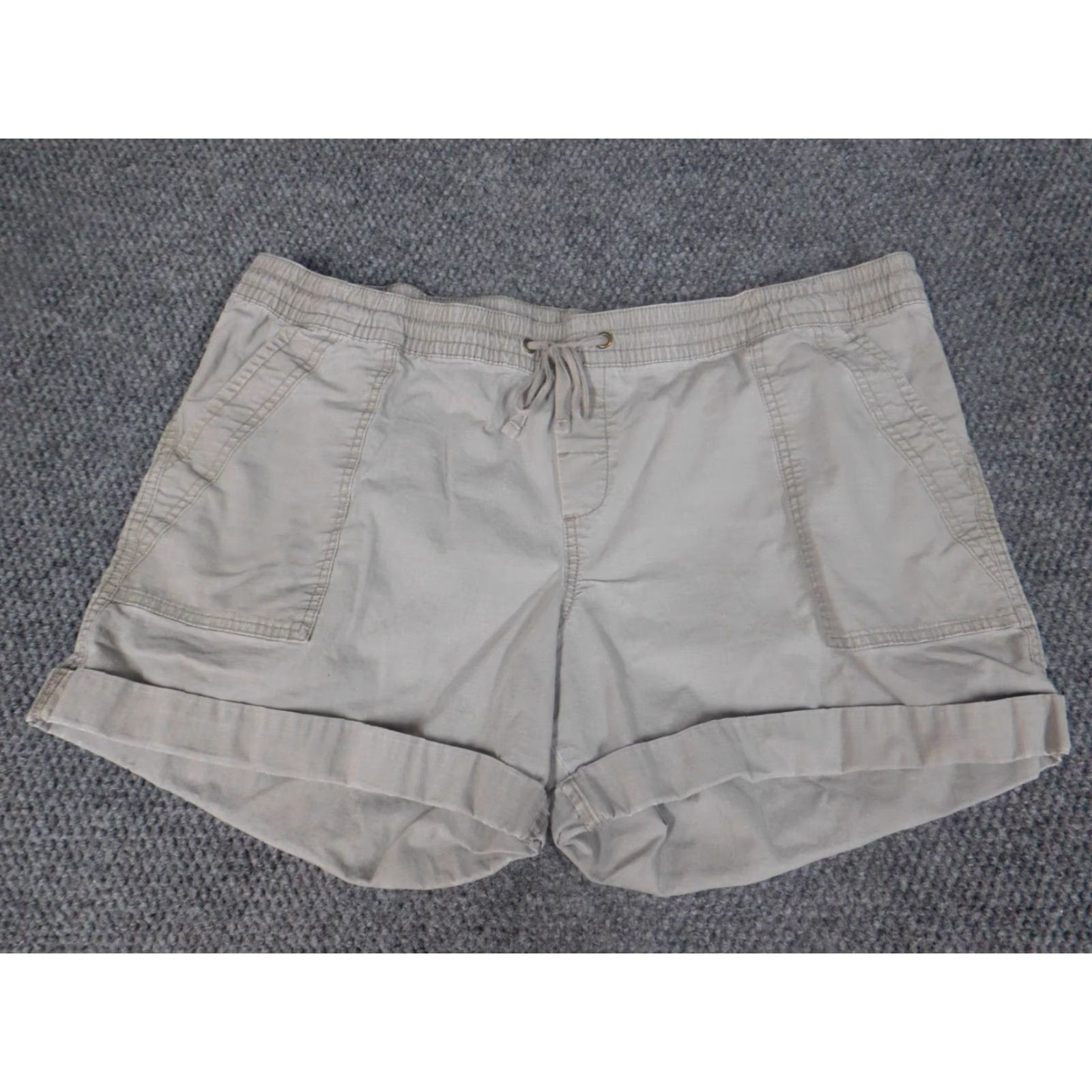 Vintage Natural Reflections Shorts Womens 16 Beige Casual Knit Flat Front Zip Chino Stretch Regular Nature 90s Mens Womens Girls Size 38" / US 16 / IT 52 - 2 Thumbnail