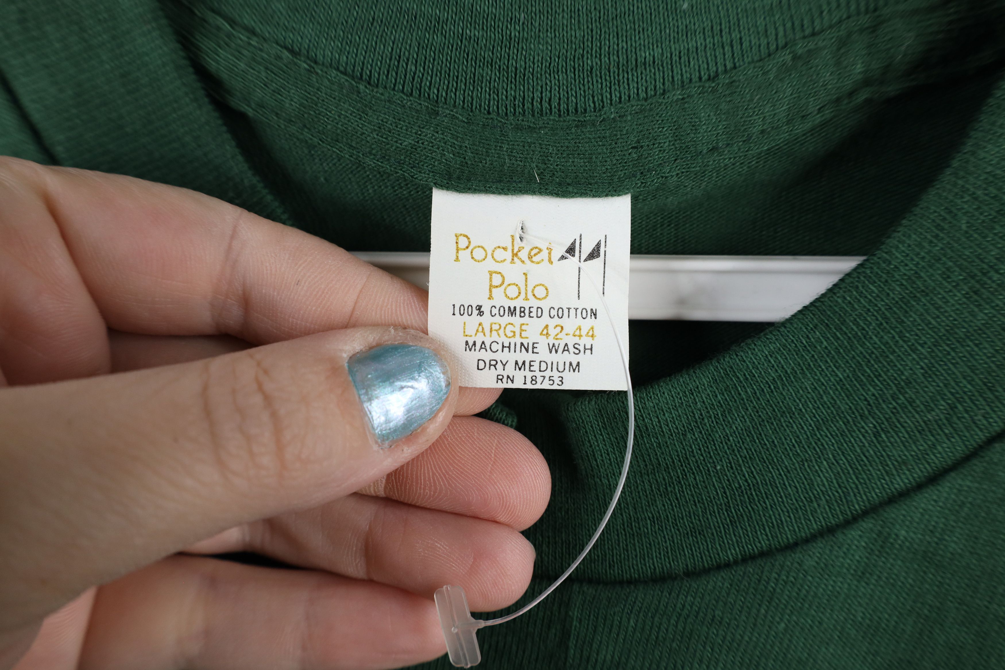 Vintage Deadstock Vintage 70s Streetwear Pocket T-Shirt Hunter Green Size US L / EU 52-54 / 3 - 5 Thumbnail