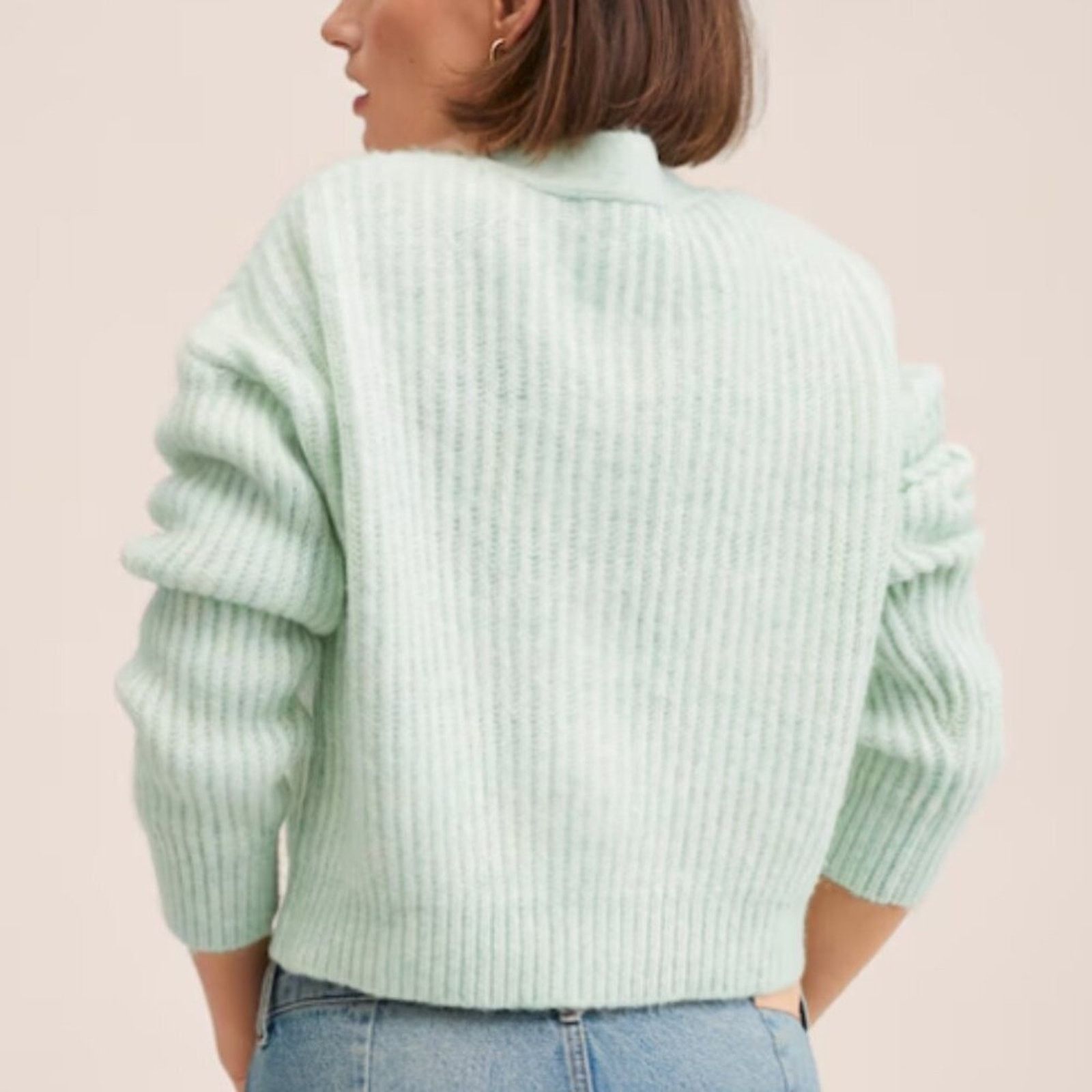 Mango Mango Ribbed Knit Aqua Green Cardigan Sweater NWT Plus 3XL Size 3XL / US 20-22 - 4 Thumbnail
