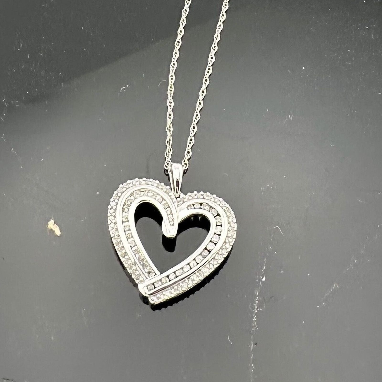 Other Beautiful 1/2 Carat Natural Diamond Heart Necklace Sterling Size ONE SIZE - 9 Thumbnail