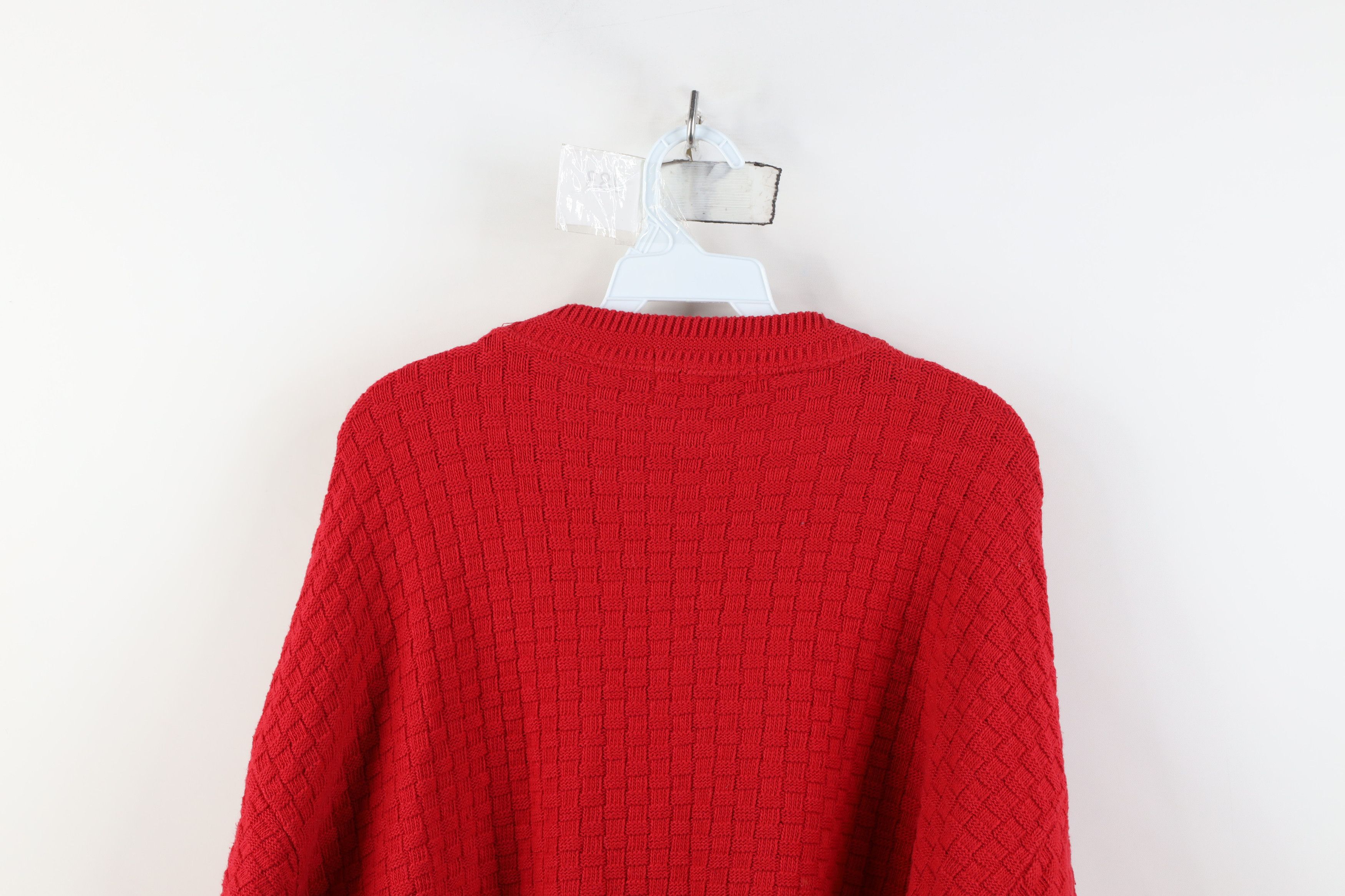 Vintage Vintage 90s Streetwear Cotton Weave Knit Sweater Red USA Size US L / EU 52-54 / 3 - 8 Thumbnail